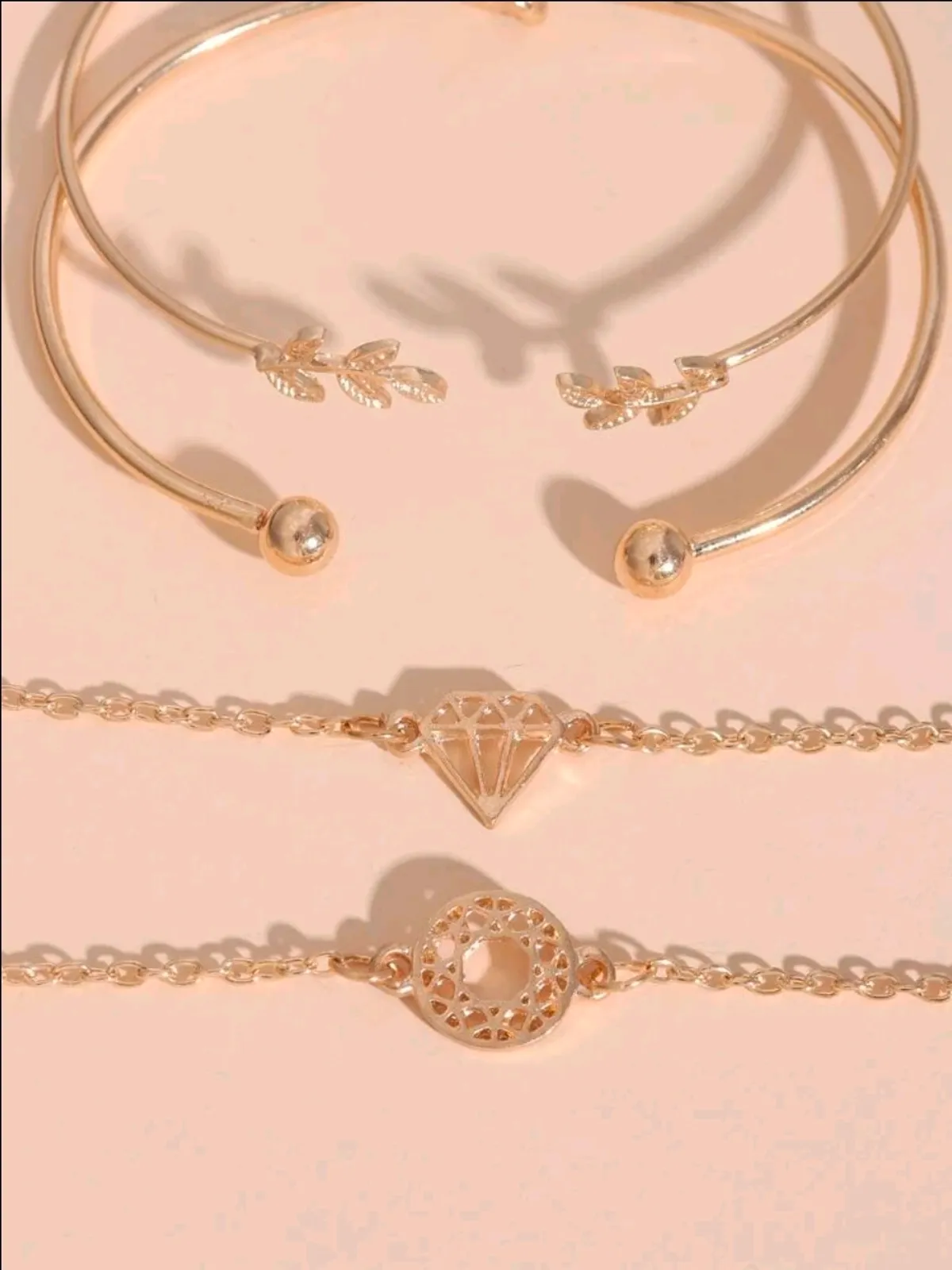 4pcs Leaf & Knot Decor Bracelet
