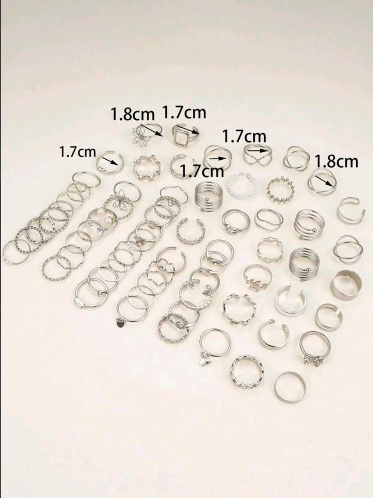 22pcs Heart Butterfly Spiral Cross Faux Pearl Ring Set