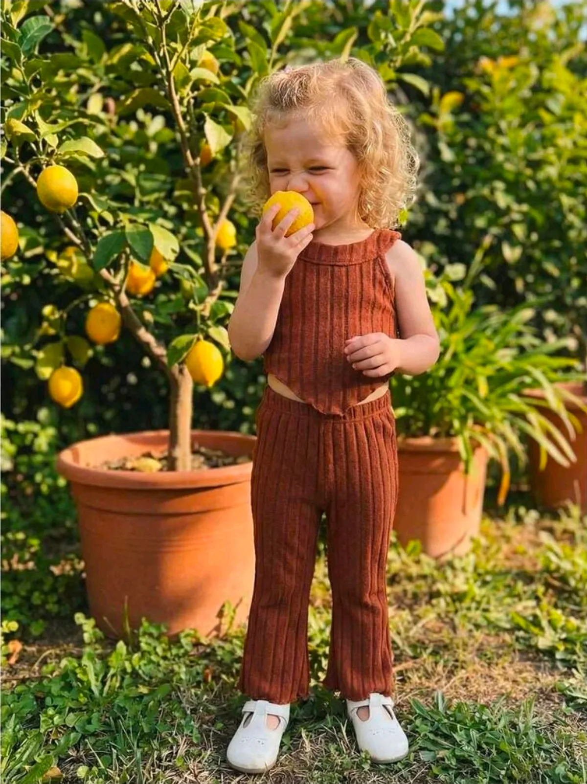 Toddler Girl Summer Outfits Ribbed Tank Tops + Elastic Waist Flare Pants 2 Pcs Set - Size 2-3Y