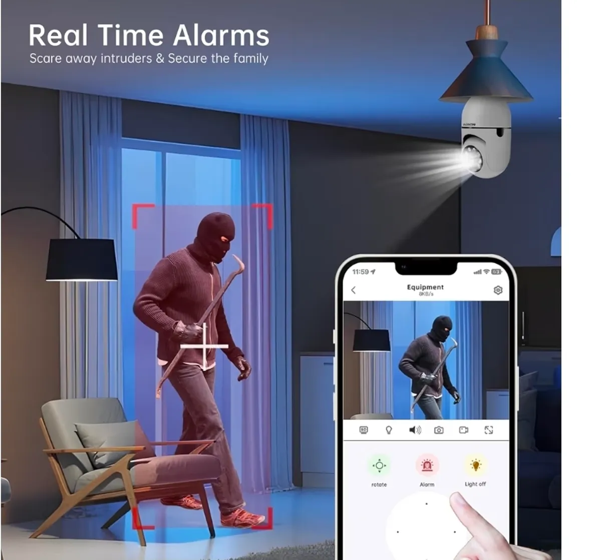Light Bulb Security Camera -5G& 2.4GHz WiFi 2K Security Cameras Wireless