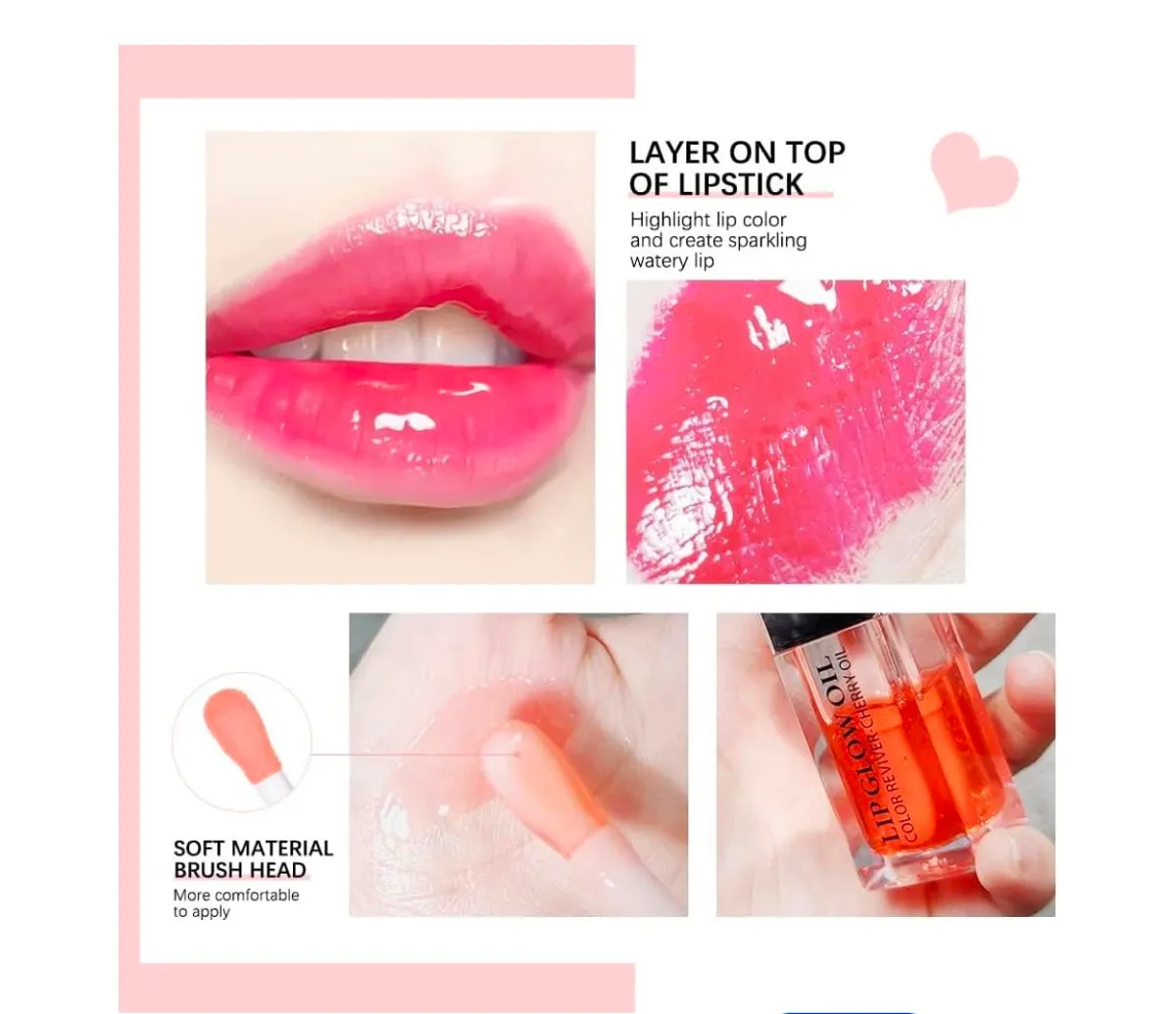 ibcccndc Lip Glow Oil in #015 Cherry Glossy Lip Oil CHERRY OIL INFUSED