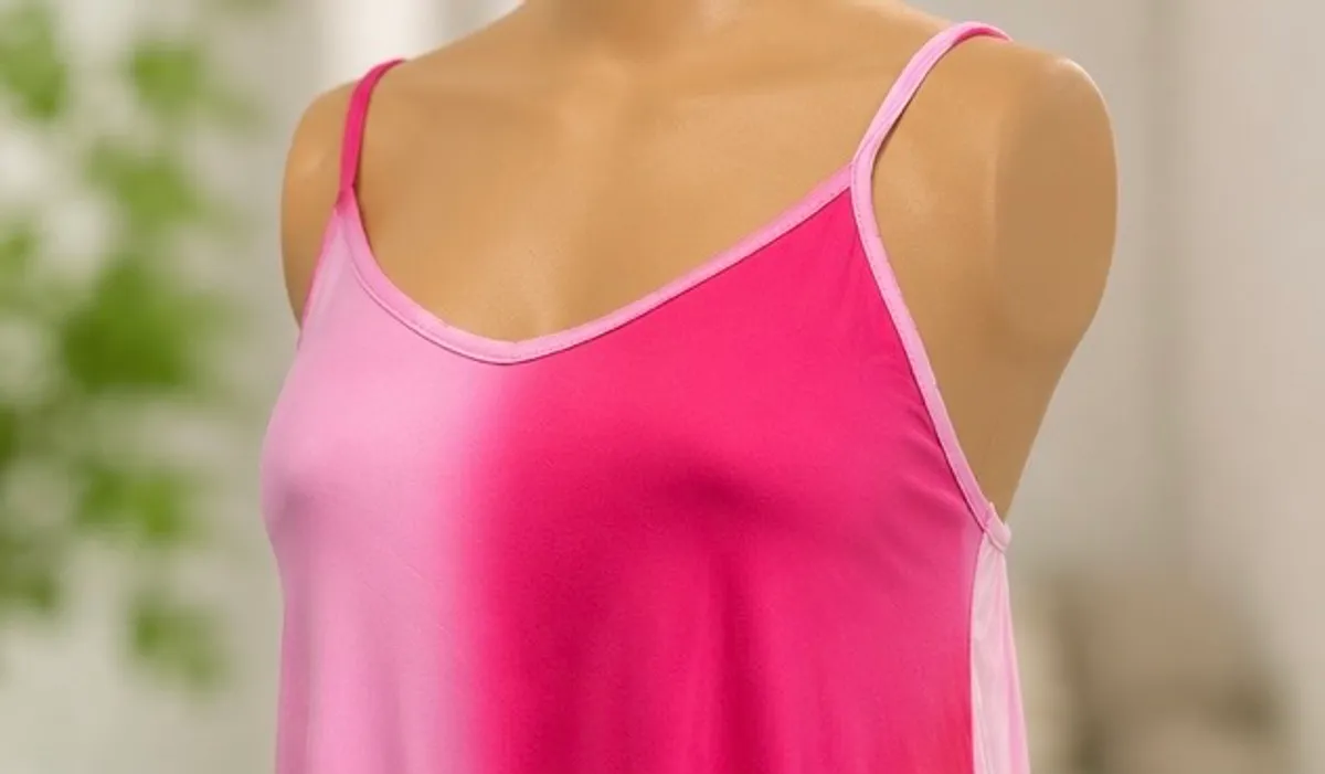 Women'S Ombre Pink Maxi Dress With Pockets -Size M