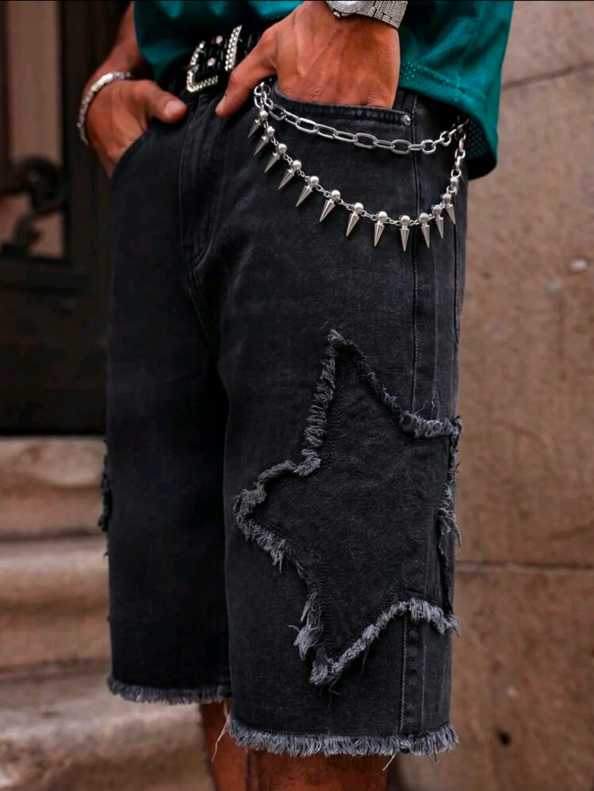 Men's Summer Denim Loose Wide Leg Shorts - Size L