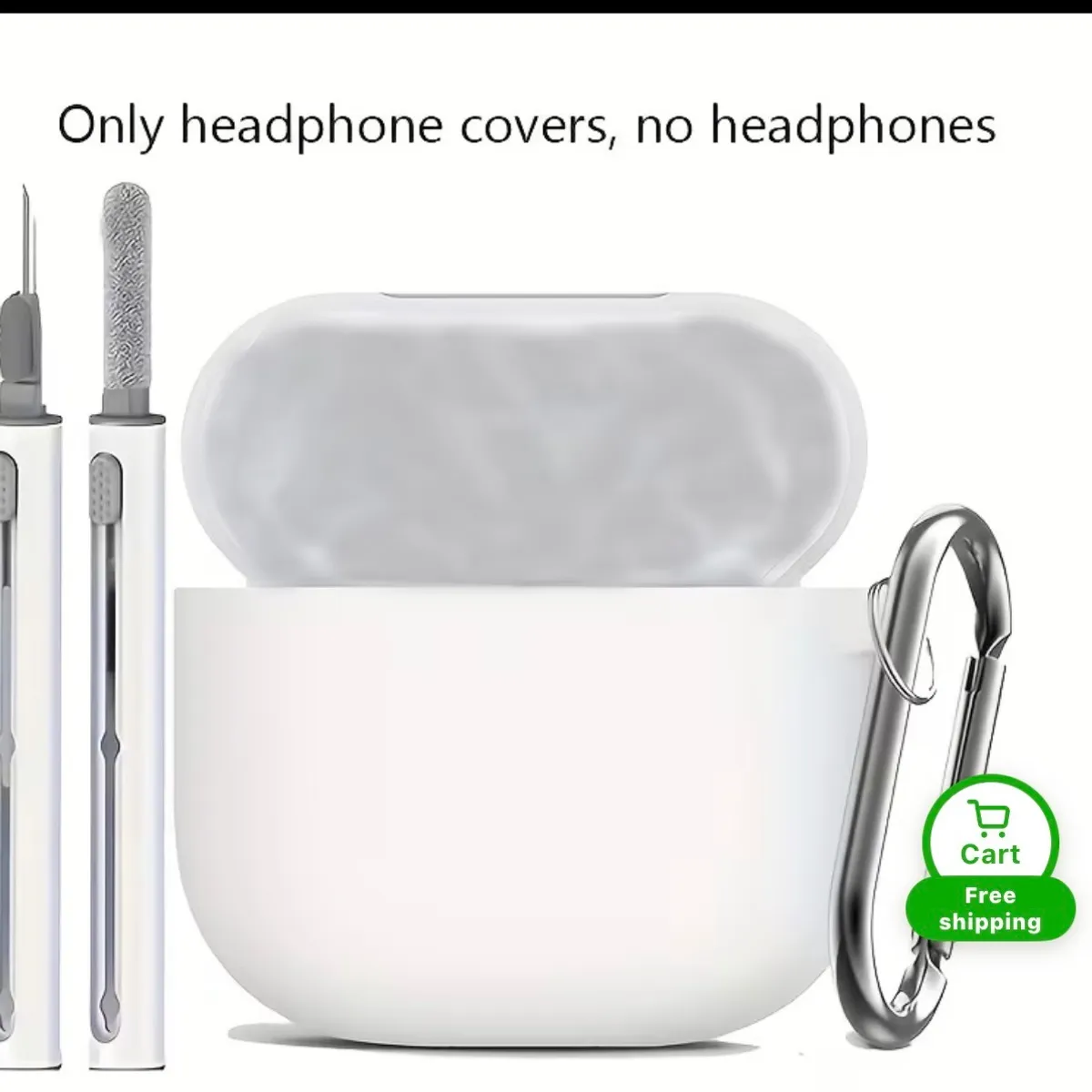 White Silicone Cover Case for AirPods Pro Generation with Cleaner Kit and Keychain
