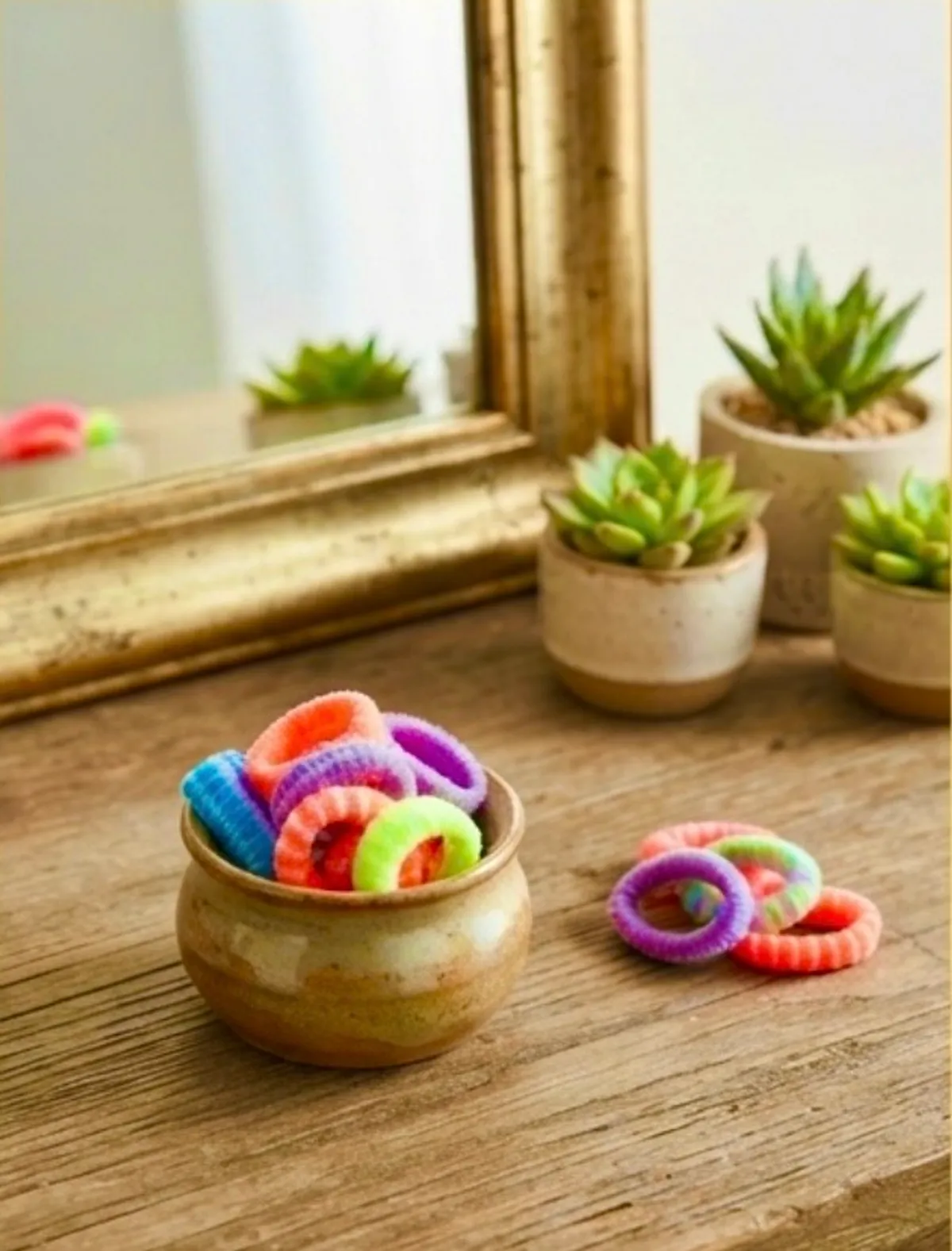 100 Mini Hair Ties for Baby Girls, Seamless Kids Girls Hair Ties Bands- 6 colors