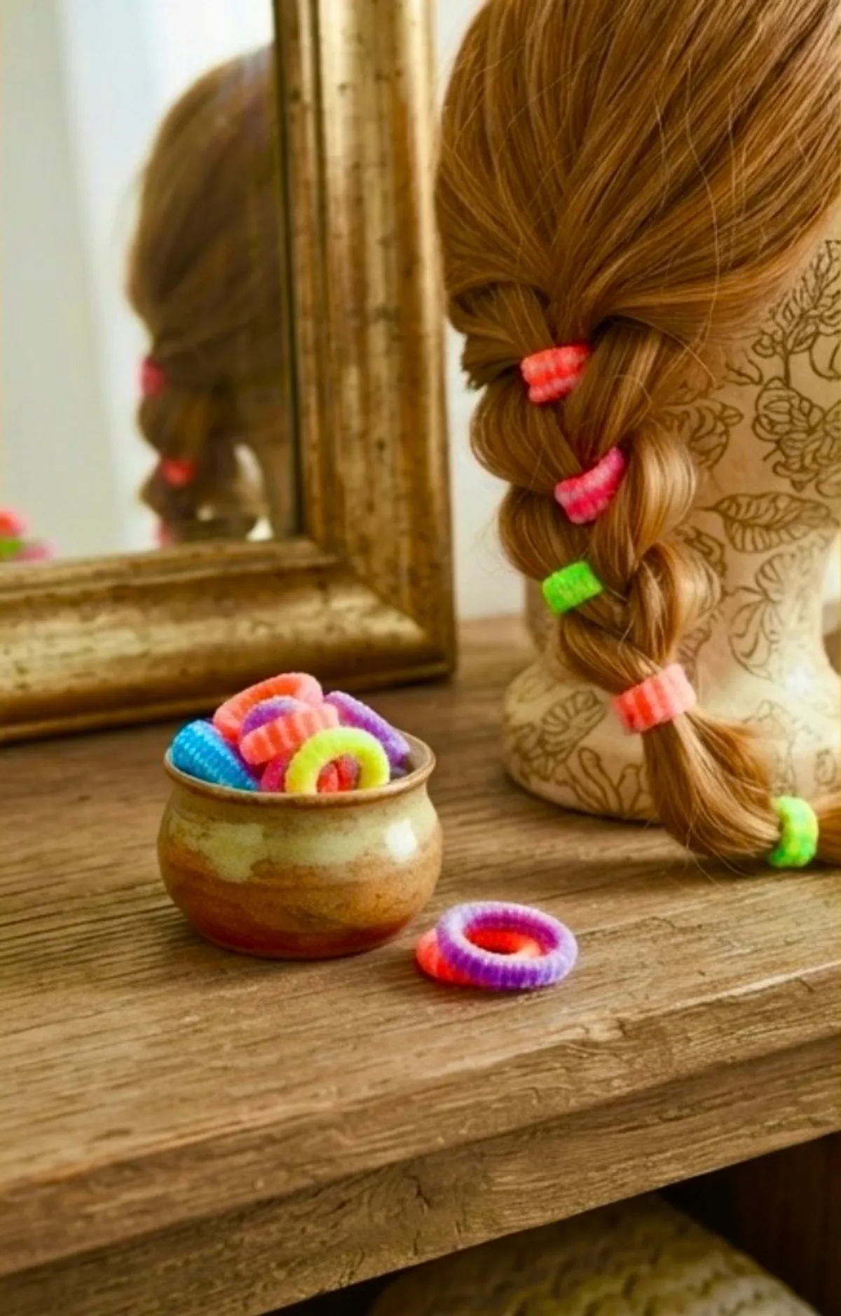 100 Mini Hair Ties for Baby Girls, Seamless Kids Girls Hair Ties Bands- 6 colors