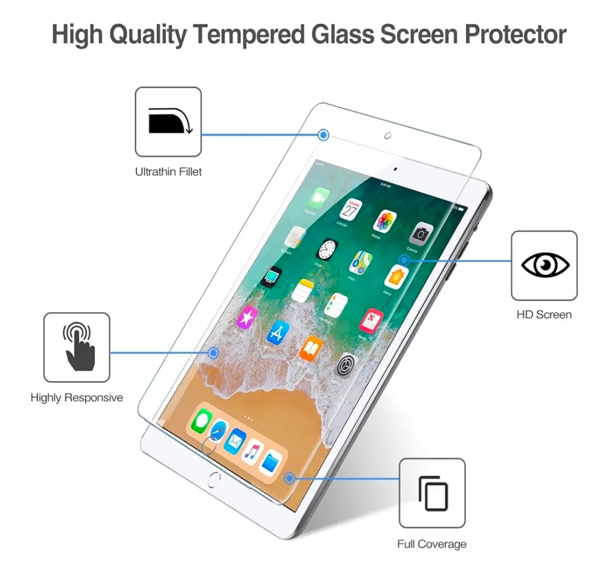2 Pack Screen Protector for iPad 6th Gen 9.7 inches