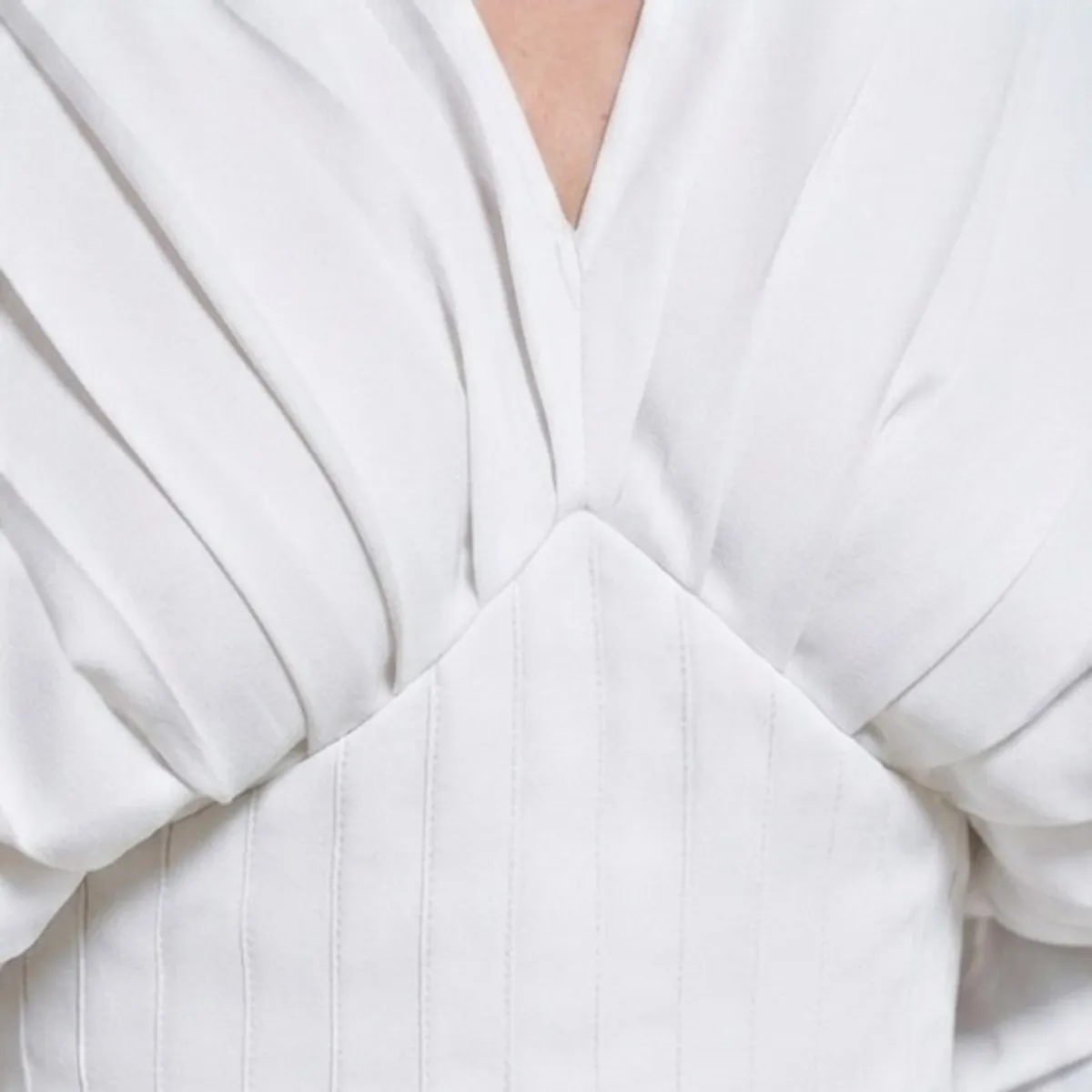 Women's White Pleated Short Dress-Size M