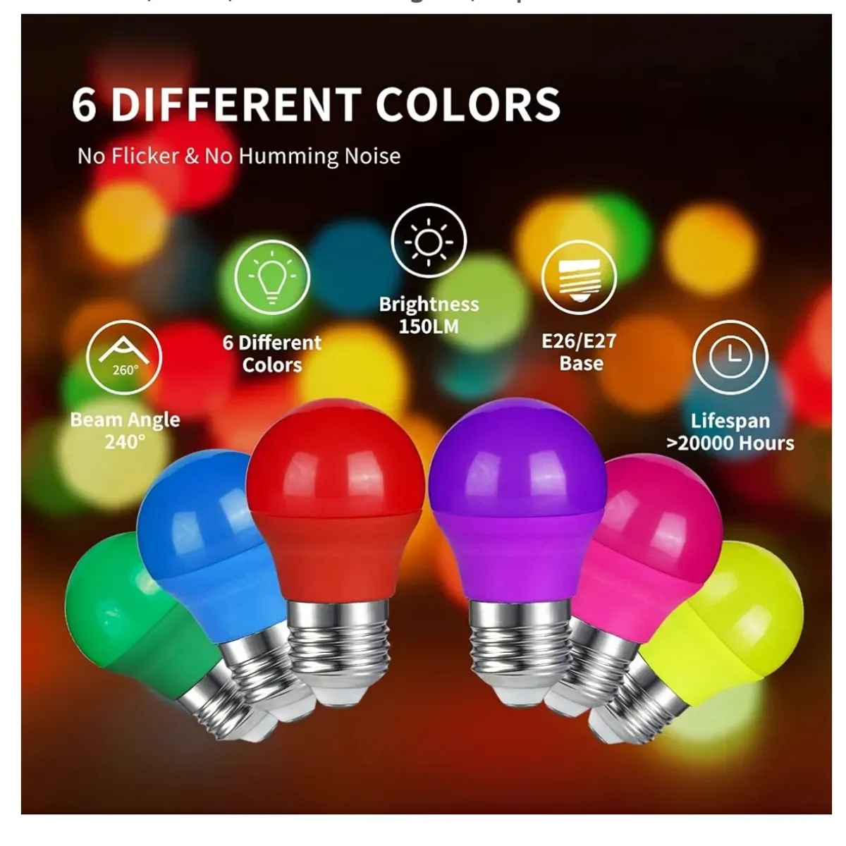 6Pcs Mini Colored LED Bulbs