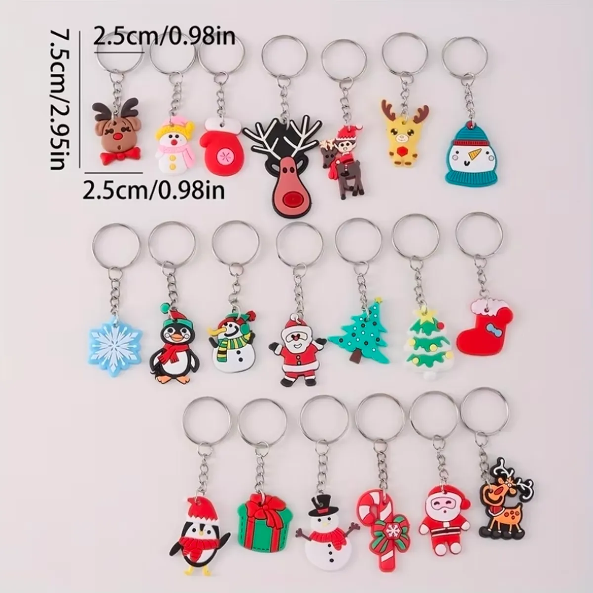 20 Santa Claus, Snowman & Deer Tree Keychains - Unisex Casual Bag Accessories