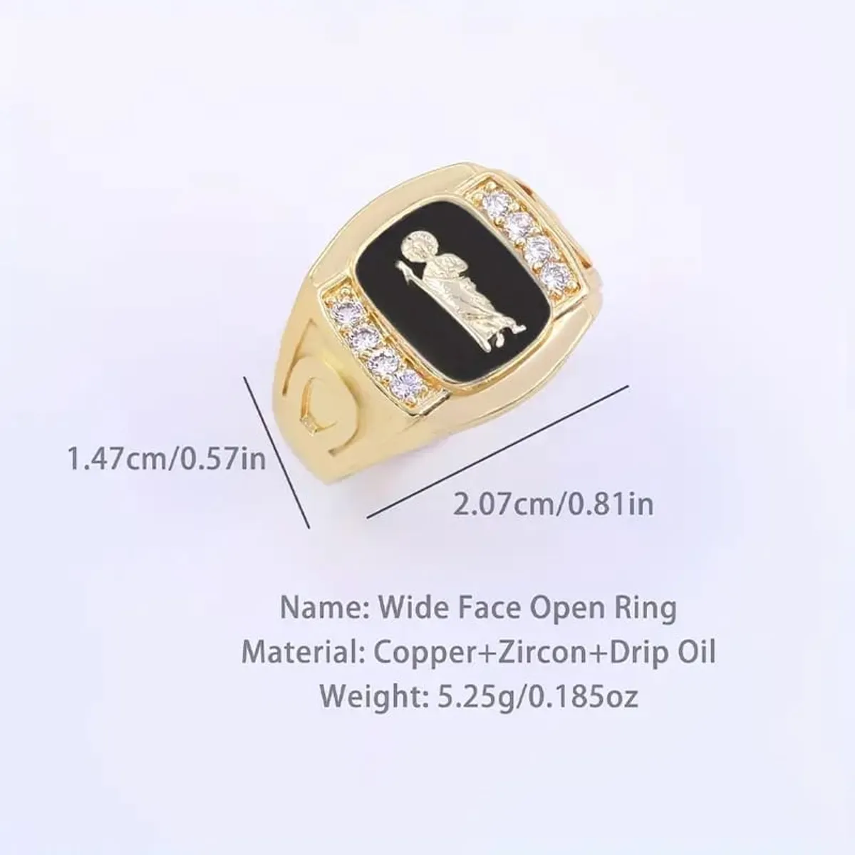 Men's Adjustable St. Jude Drip Oil Ring, Black