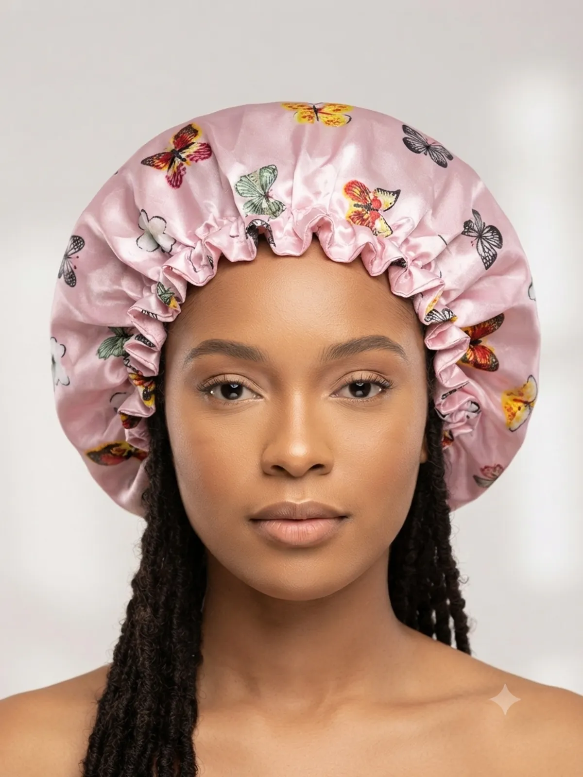 1pc Elastic Satin Bonnet With Butterfly Print