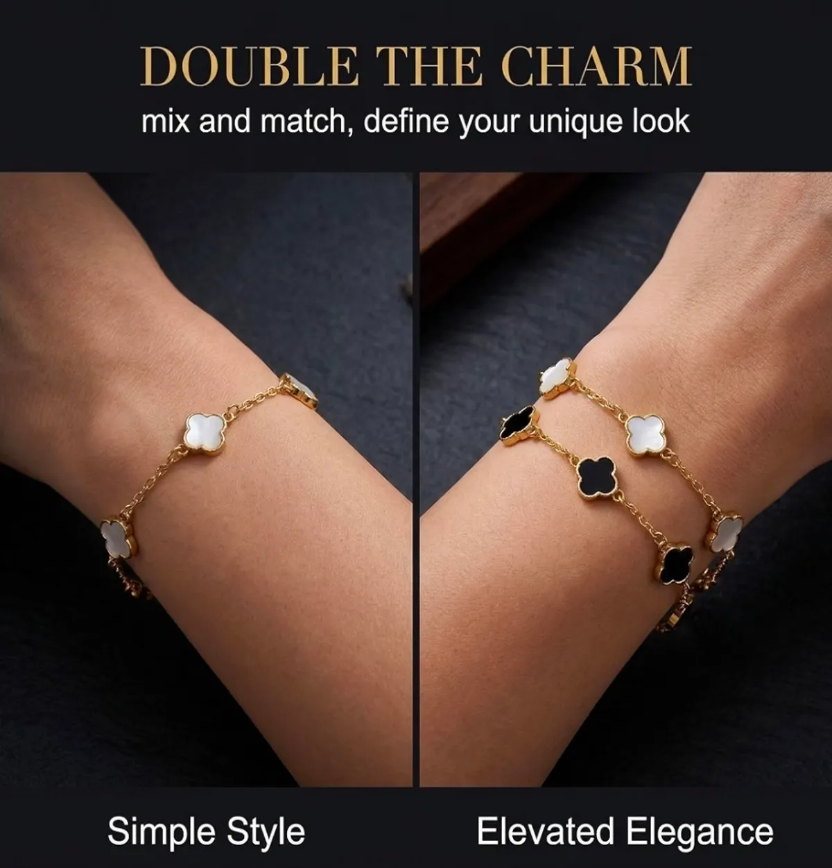 2 Pieces Lucky Charm Bracelets Five Leaf Clover 4 Leaf Clover Women's Friendship Bracelet