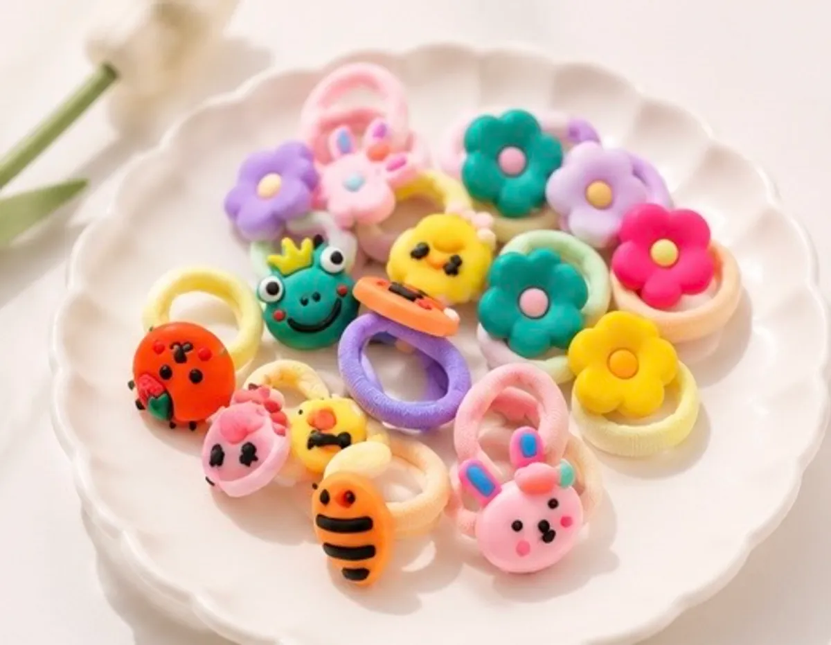 40pcs High-Elasticity Hair Ties, Seamless Scrunchies With Cute Flower Design