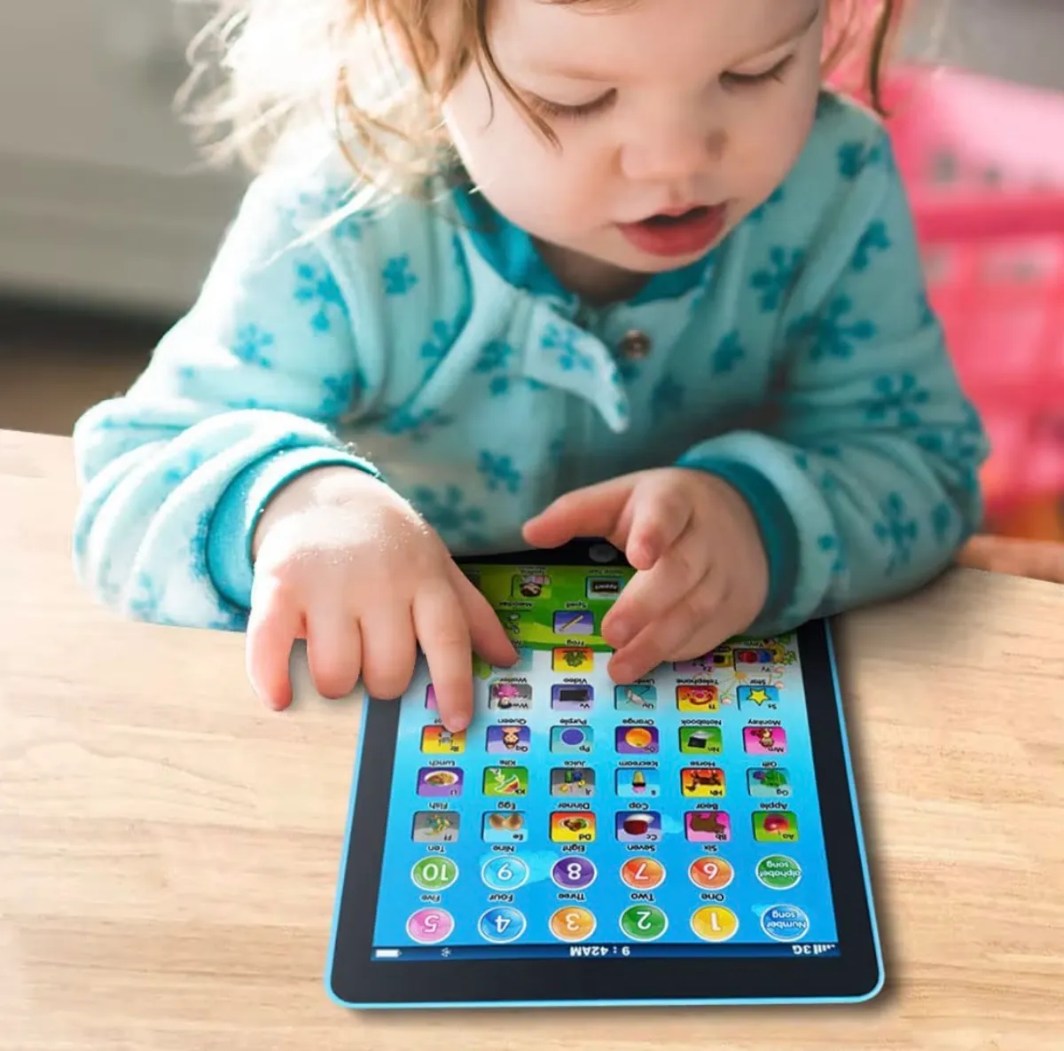 Kids Learning Pad/Tablet Interactive Toddler Toys with Words Numbers Alphabets Music (BLUE)