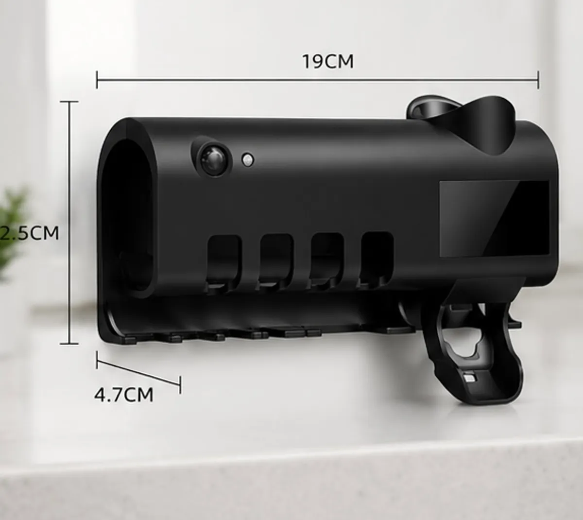 Black Toothbrush Holder Toothpaste Dispenser