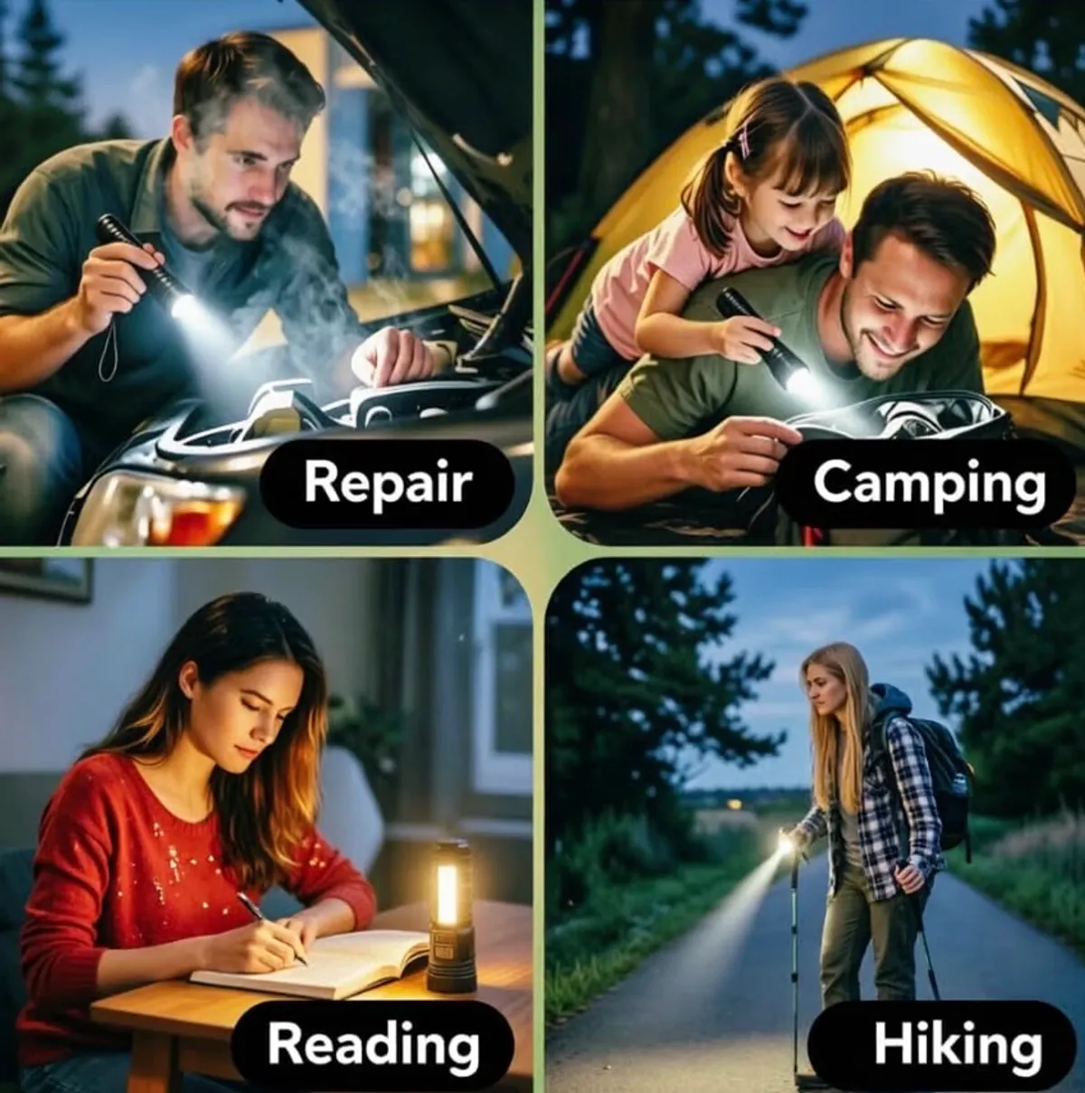 Rechargeable 7 Modes LED Flashlight with LCD Digital Display