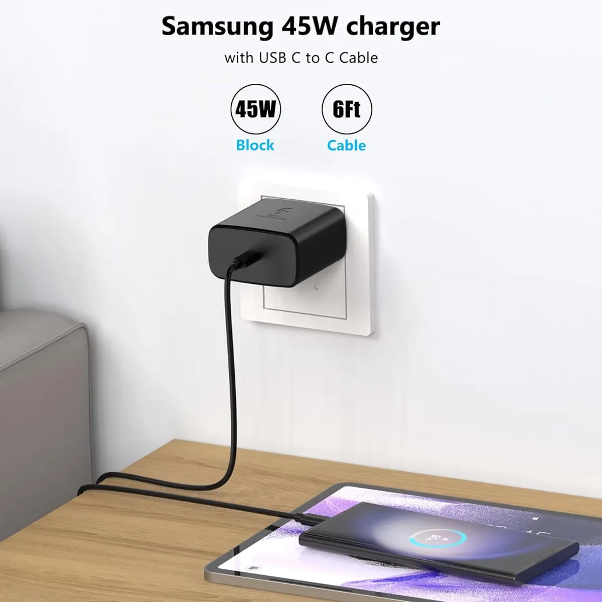 45W USB-C Super Fast Charging Wall Adapter + Cable