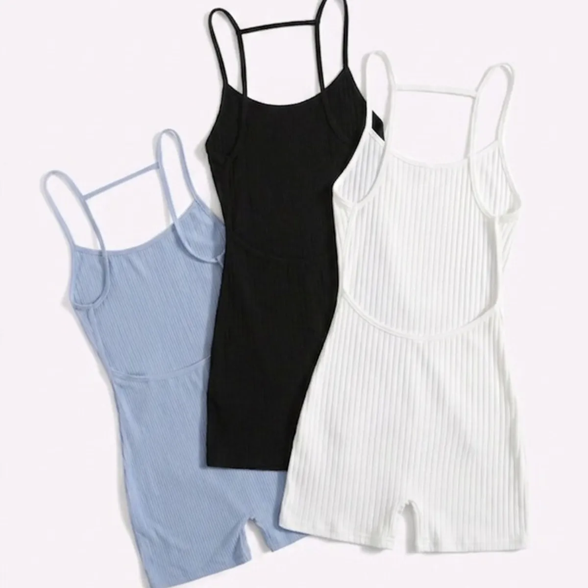 Women's 3pcs Backless Cami Romper-Size XS