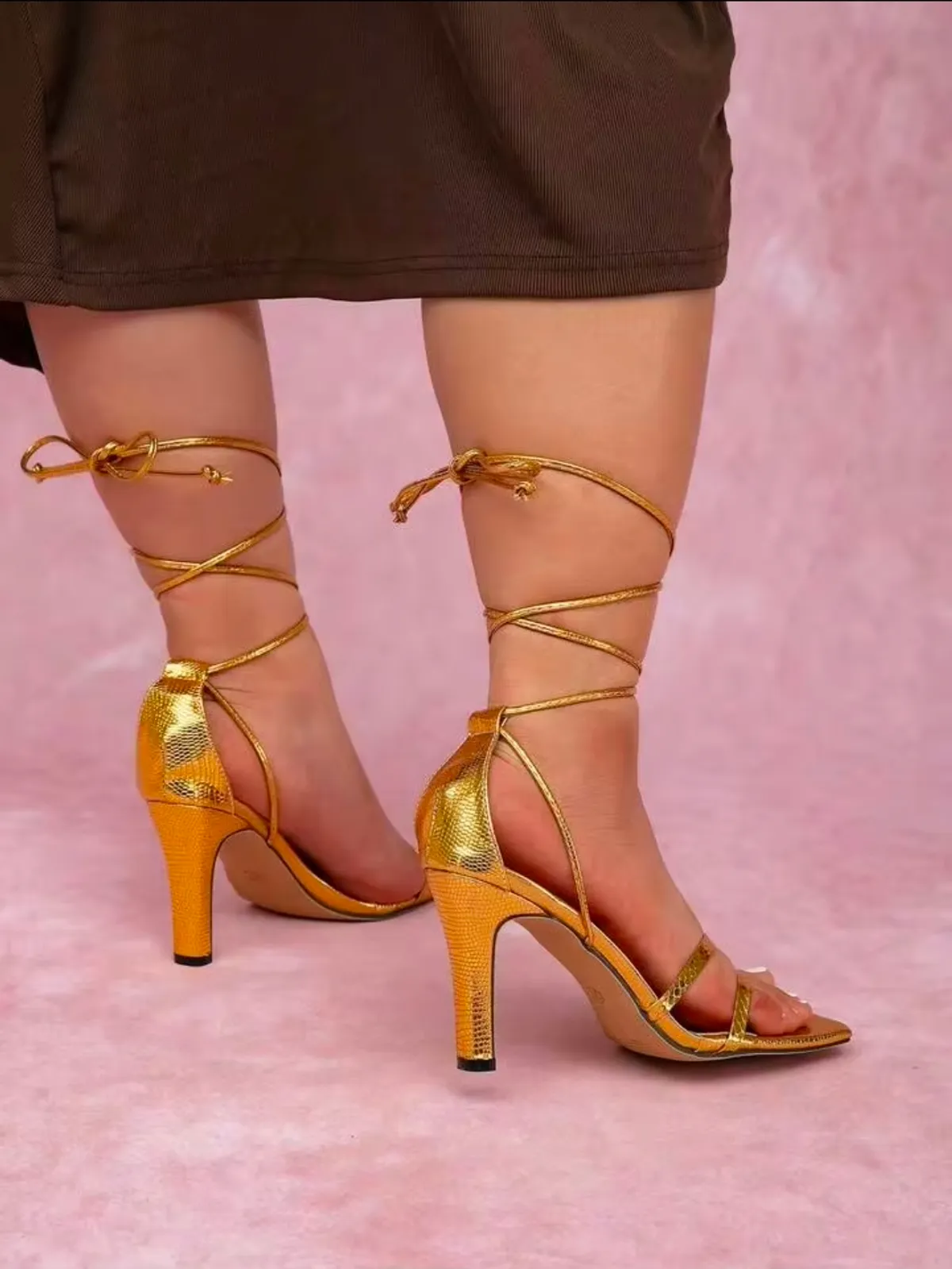 The Aurelia Metallic Lace-Up Heel - Size 9.5