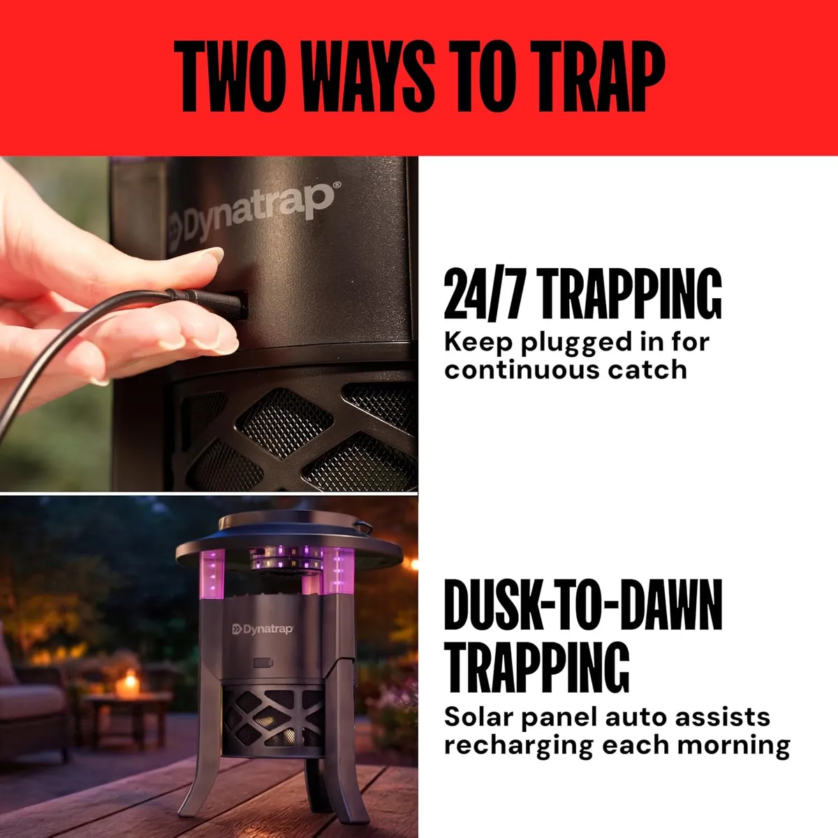 UV LED Outdoor Bug Trap, Rechargeable Mosquito & Fly Catcher, Chemical-Free Insect Zapper Alternative, Portable Hanging Light for Patio, Yard, Camping, 1/4 Acre Coverage