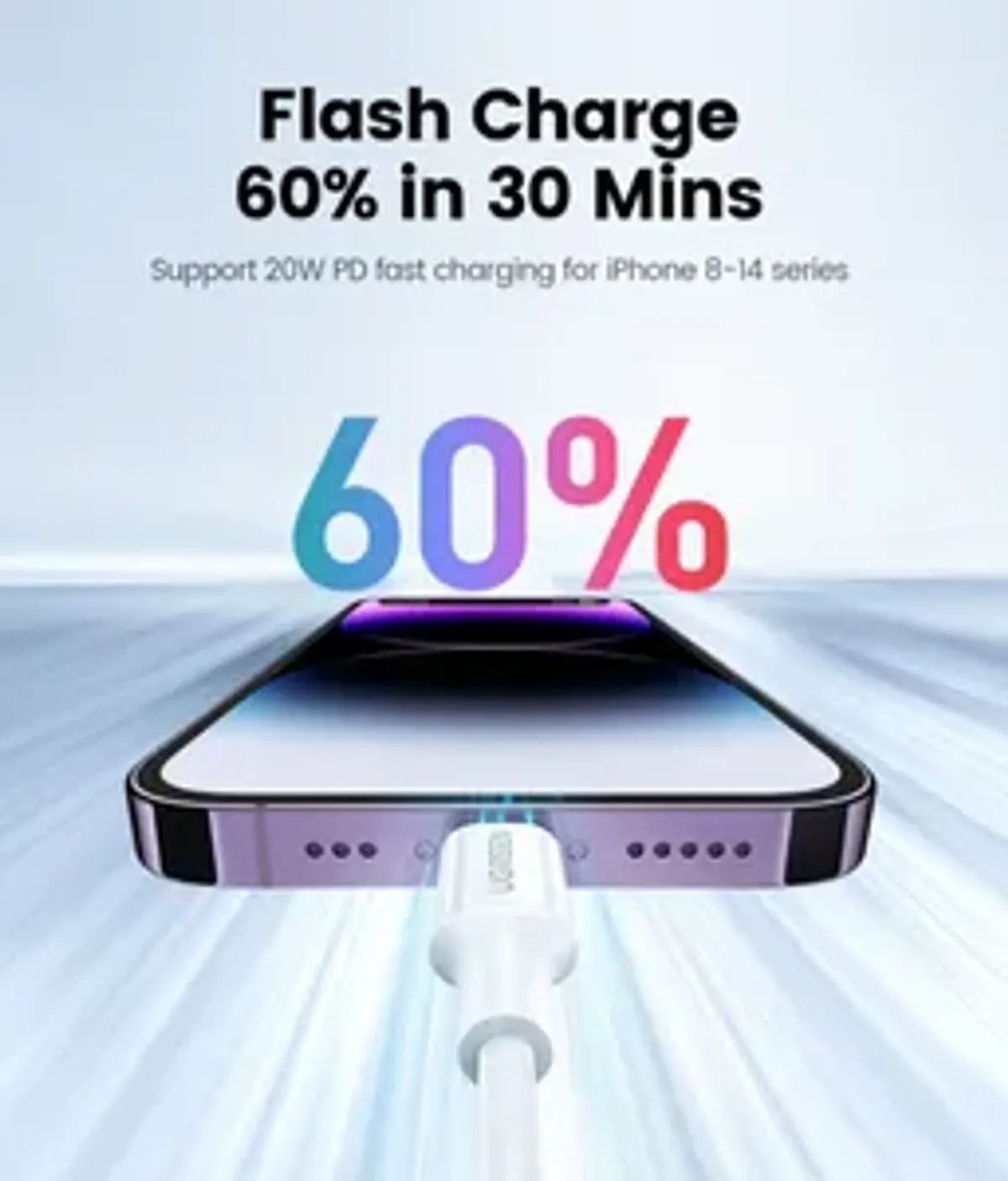 UGREEN PD 20W USB C To Lightning MFi Certified IPhone Fast Charging Cable - (4.9FT), White