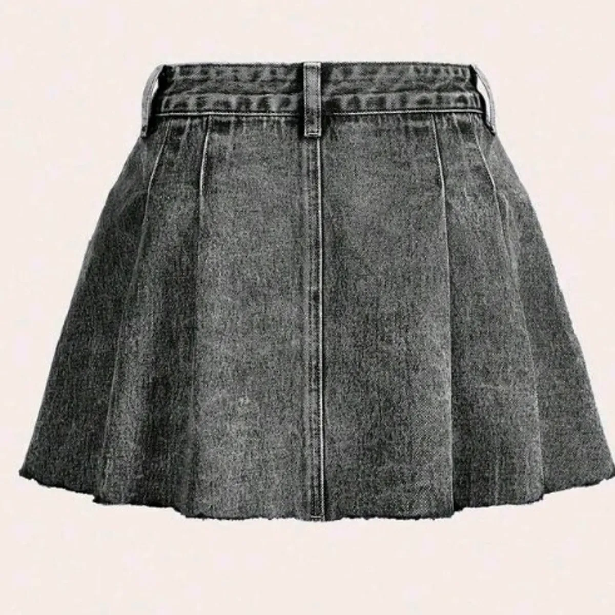 Women's Light  Grey Button Front Denim Skirt-Size XS