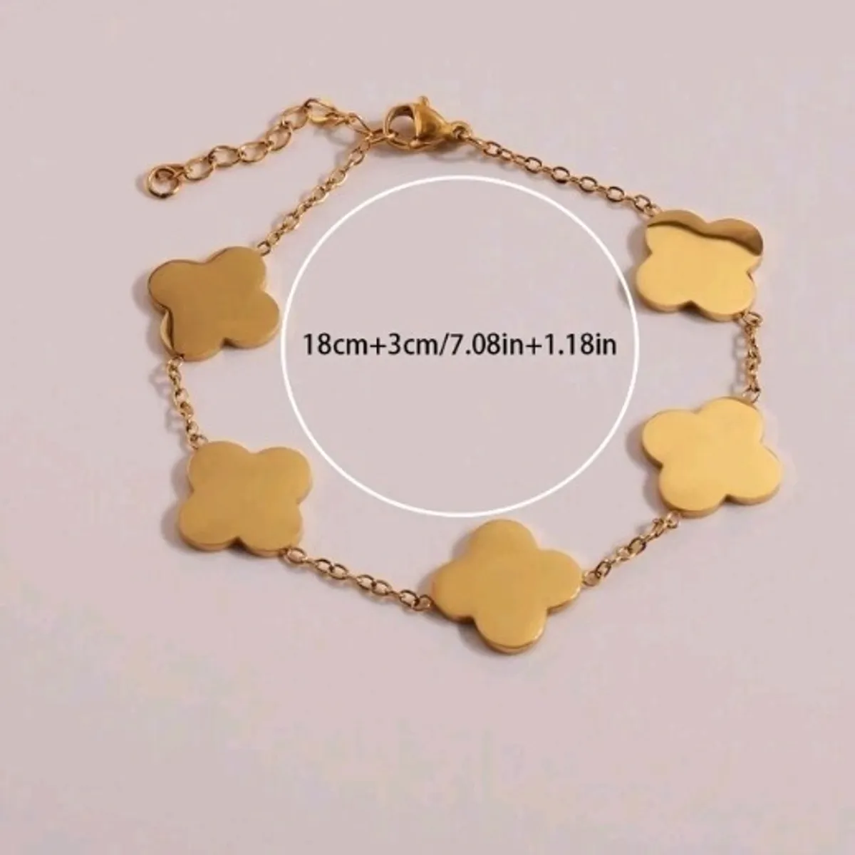 1 PC Gold Glossy Lucky Flower Bracelet