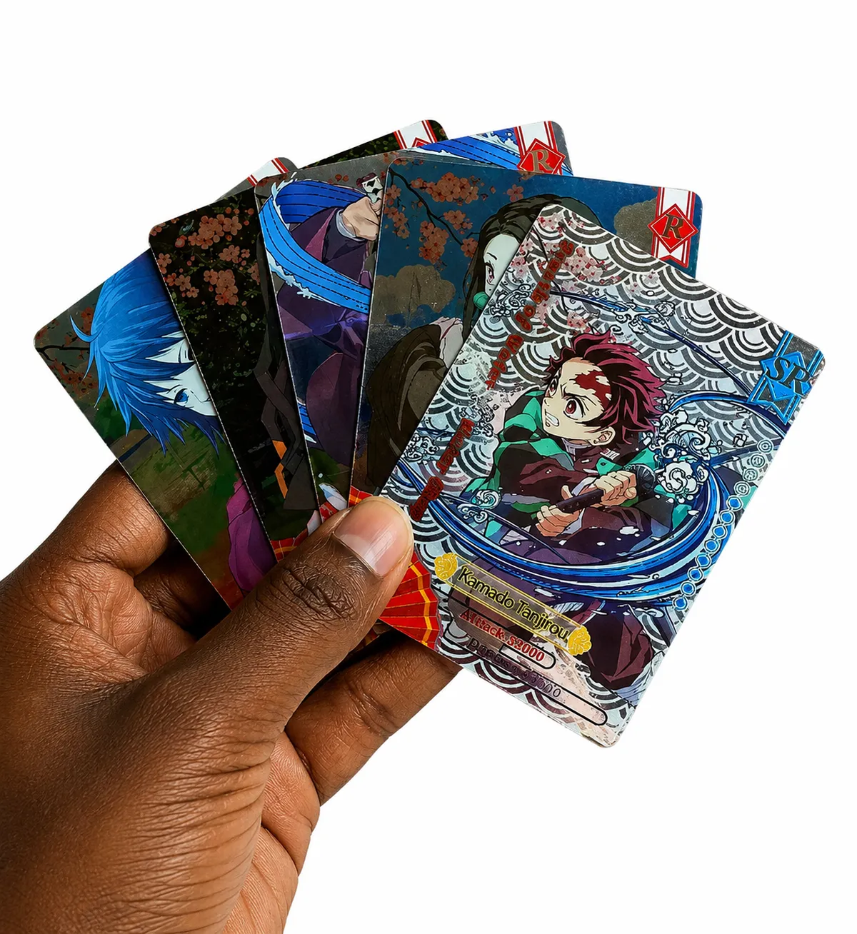 Demon Slayer Mugen Train Mystery Card Pack  5 Random Holographic Cards + FREE 6 Jujutsu Kaisen Stickers | Anime Bundle