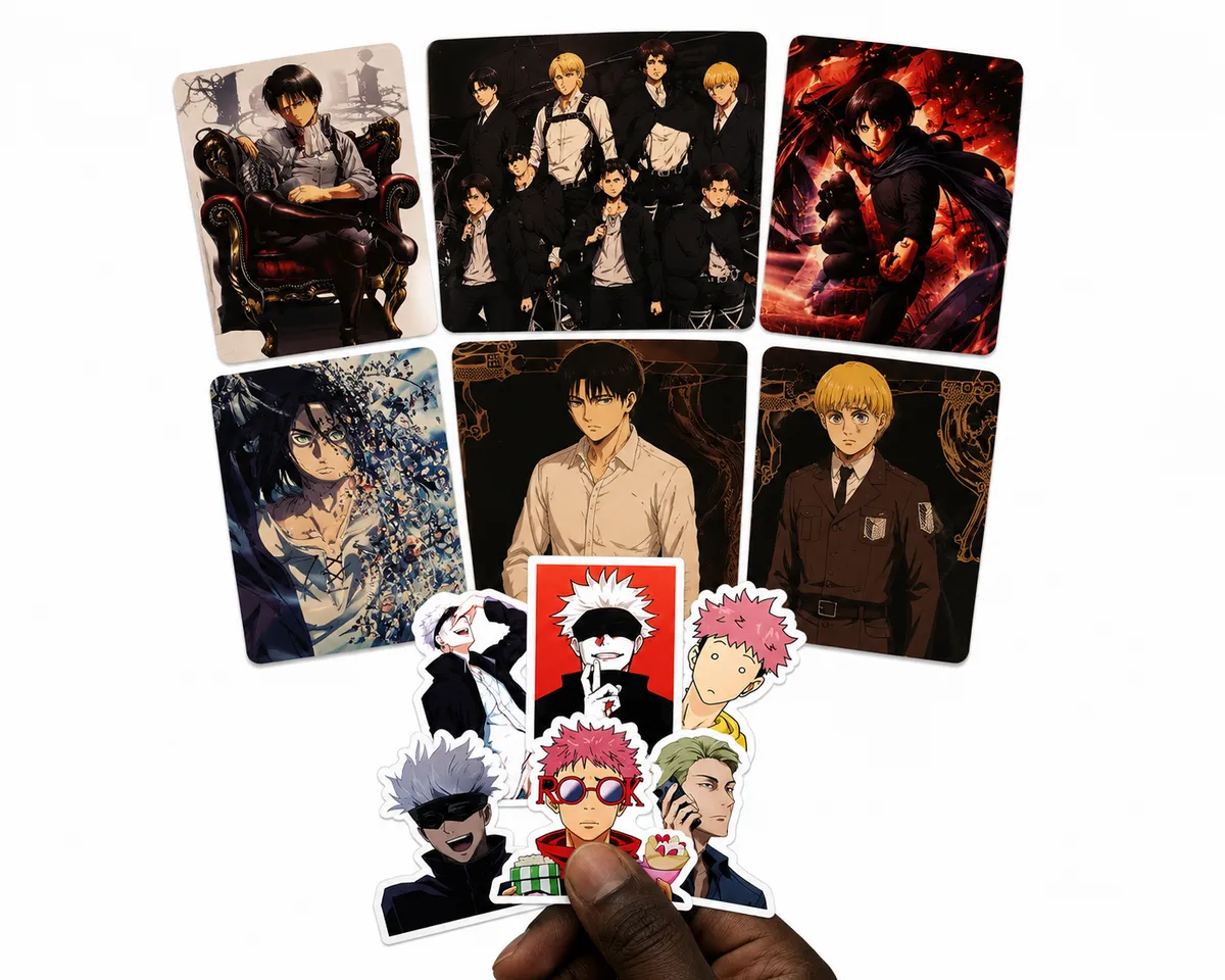 Attack on Titan Lomo Card Pack  30 Photo Cards + FREE 6 Jujutsu Kaisen Stickers | Anime Gift Bundle | Collectors Edition