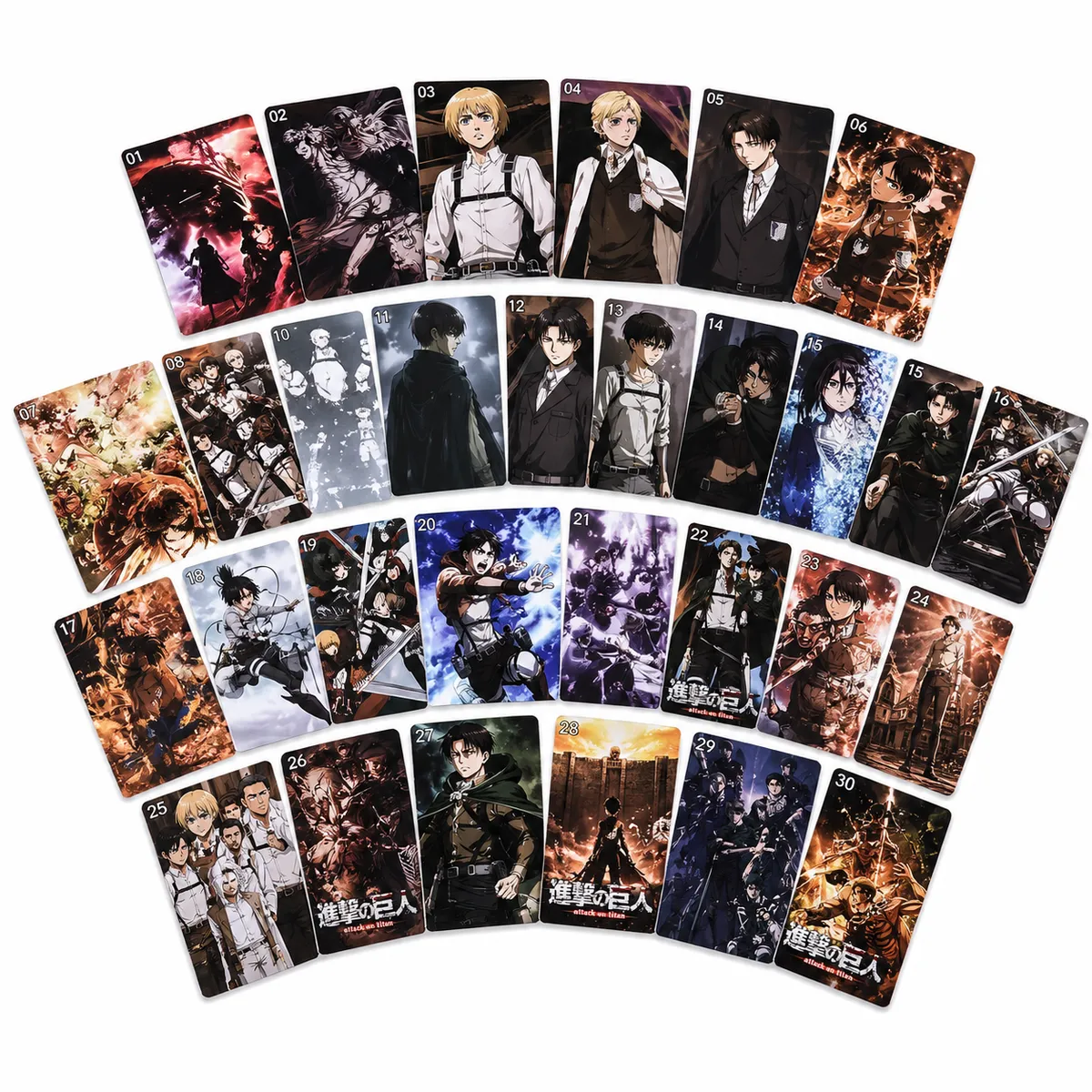 Attack on Titan Lomo Card Pack  30 Photo Cards + FREE 6 Jujutsu Kaisen Stickers | Anime Gift Bundle | Collectors Edition