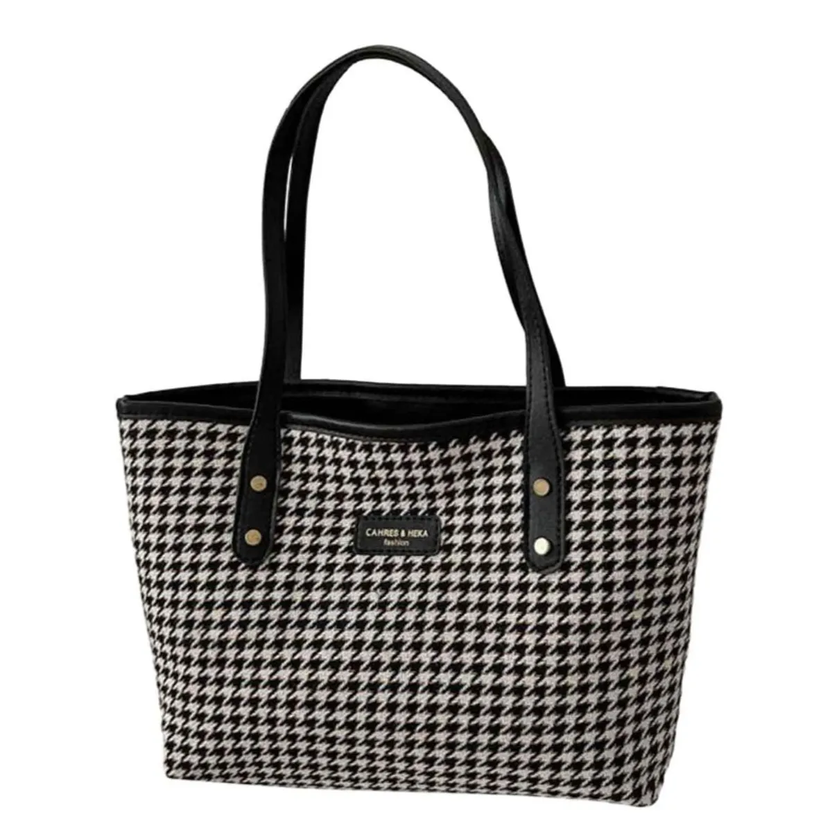 Tartan Large Capacity Laptop Tote Bag - Black And White