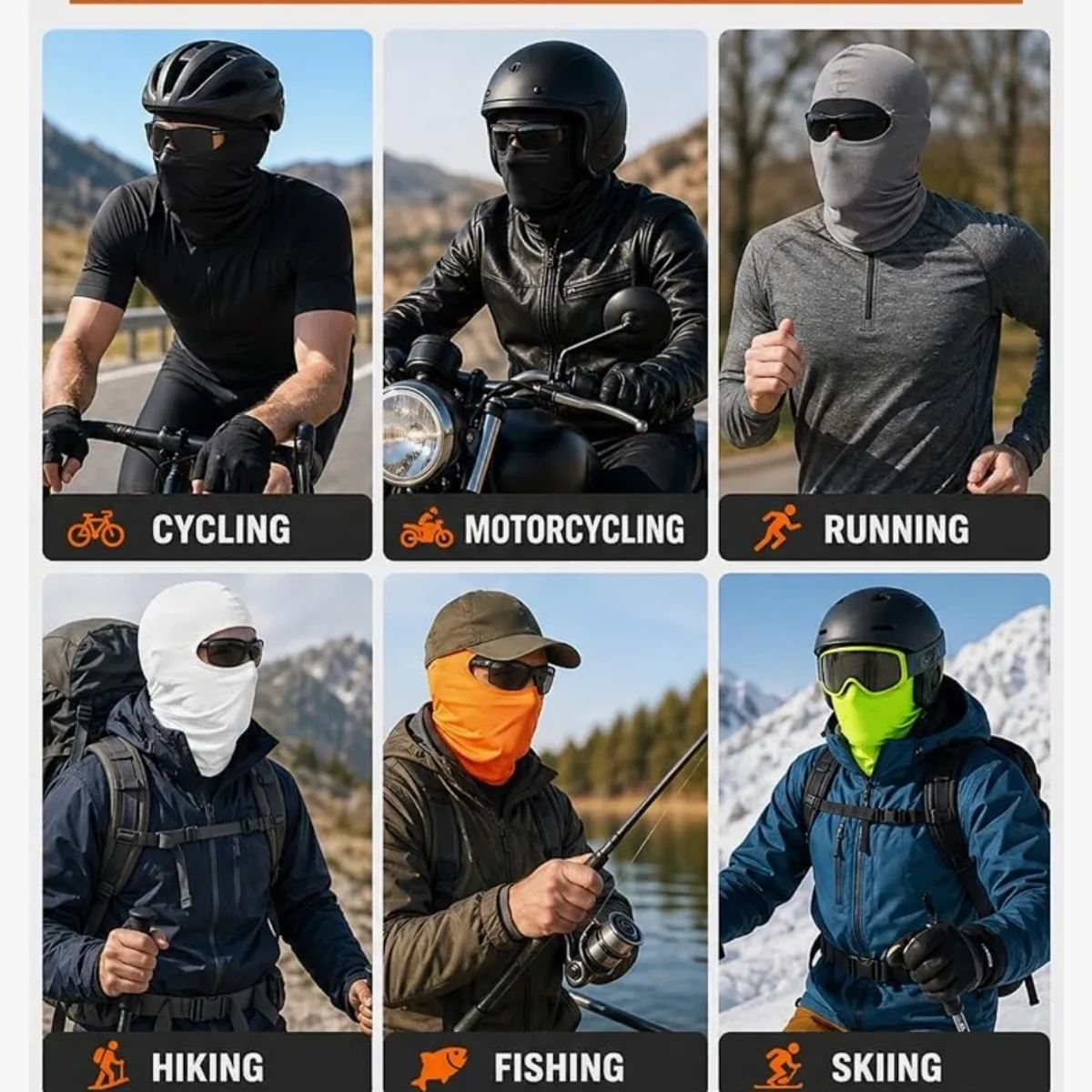 6 Pcs Ski Mask Cover Balaclava Full Face Mask - Mutli Color