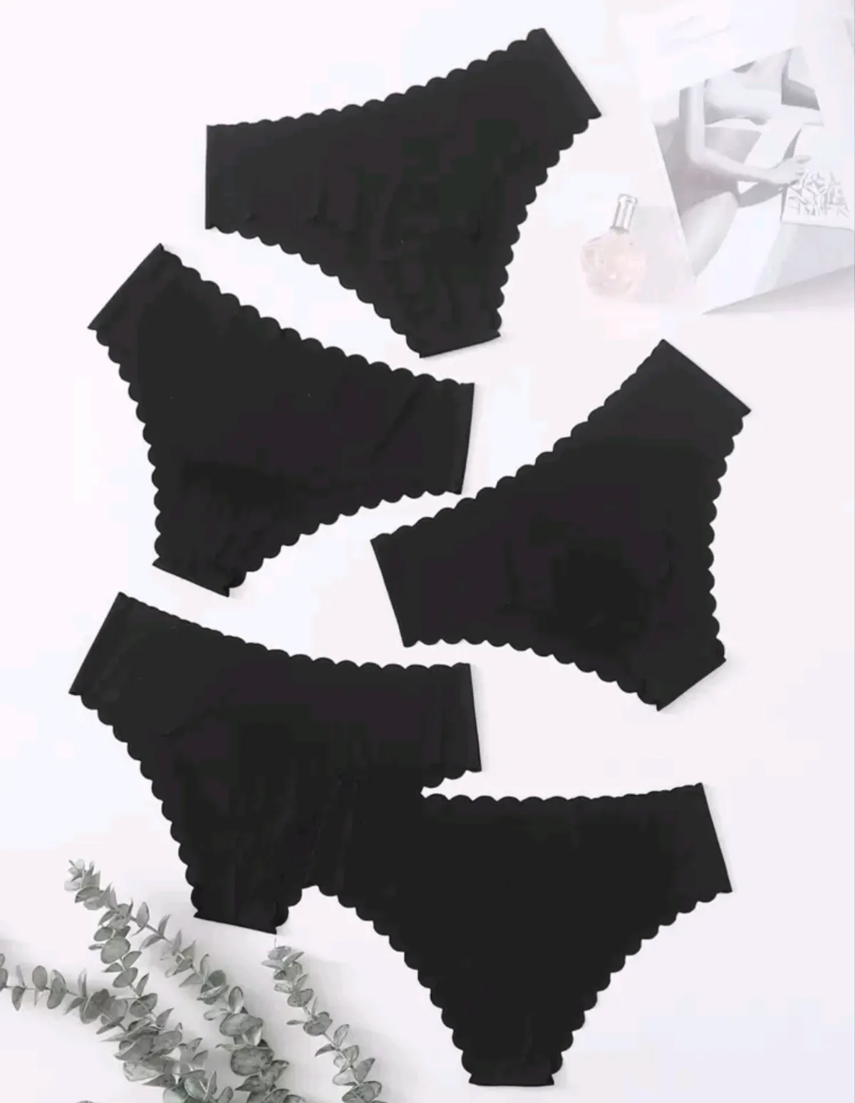 5PCS Seamless Scallop Trim Panty Set - Size L