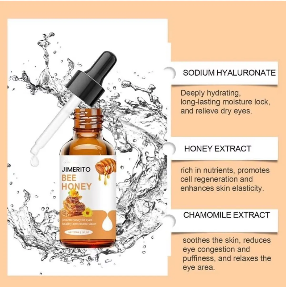 2Pcs Honey Eye Care Hydration, Natural Hydration With Bee,Gentle Formula Moisturizing Care for Use