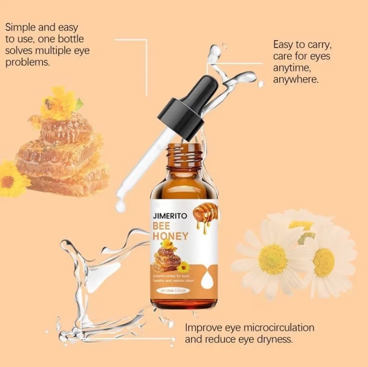 2Pcs Honey Eye Care Hydration, Natural Hydration With Bee,Gentle Formula Moisturizing Care for Use