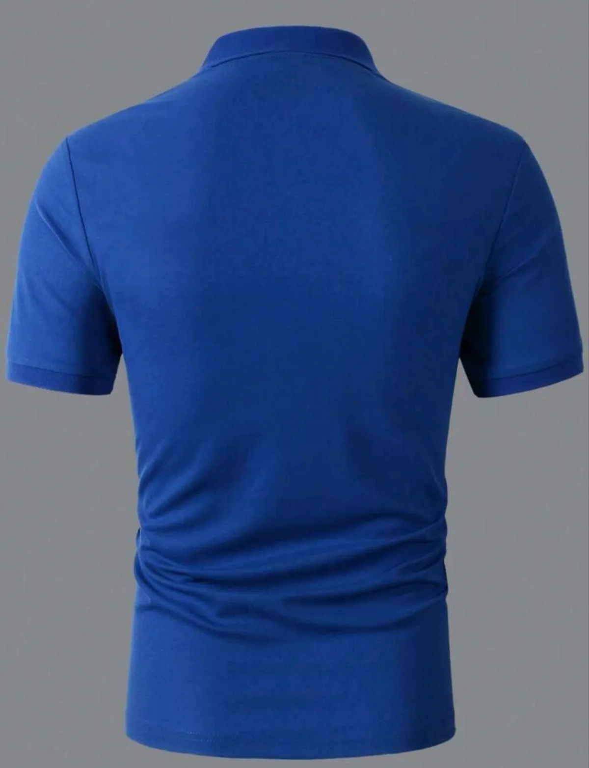 Calvornis Men Simple Solid Color Short Sleeve Collar Plain Work Polo Shirt - Size S