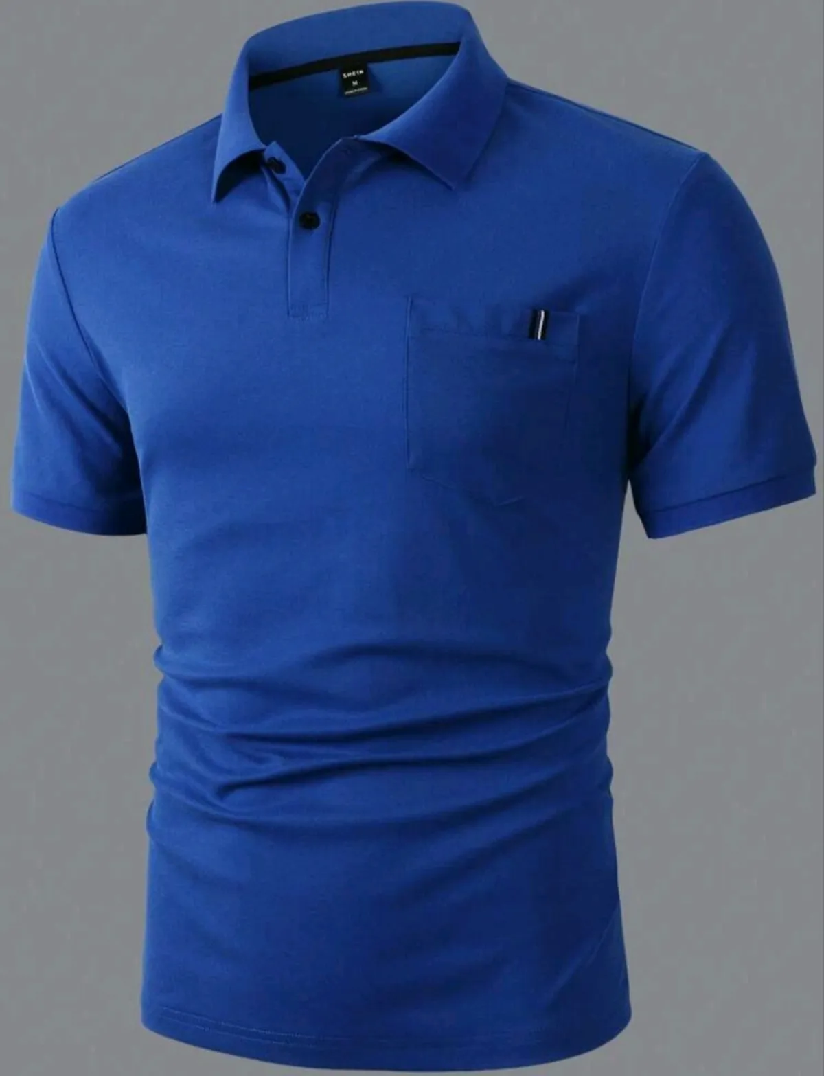 Calvornis Men Simple Solid Color Short Sleeve Collar Plain Work Polo Shirt - Size S