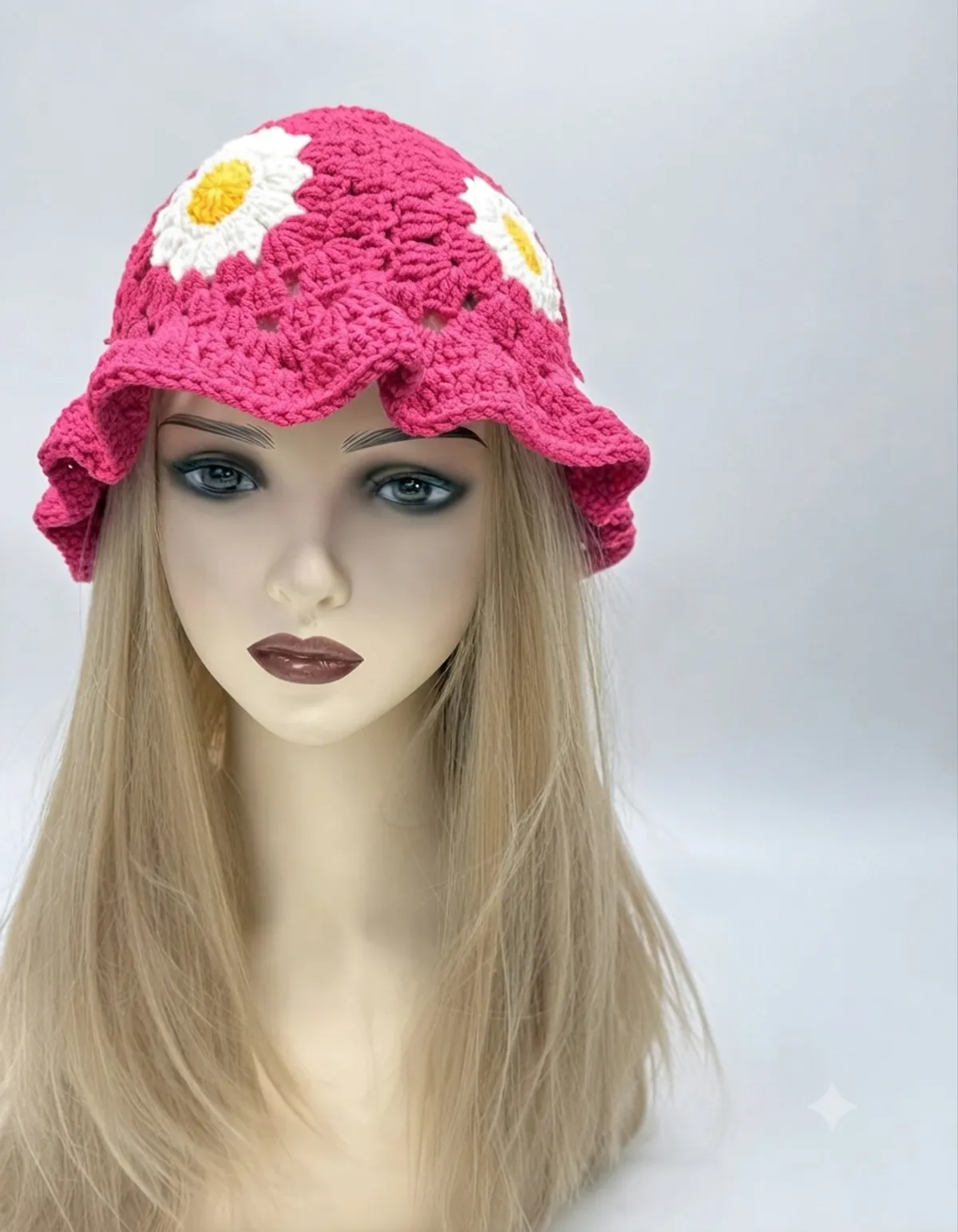 1PC Style Handmade Floral Crochet Fisherman Hat For Women