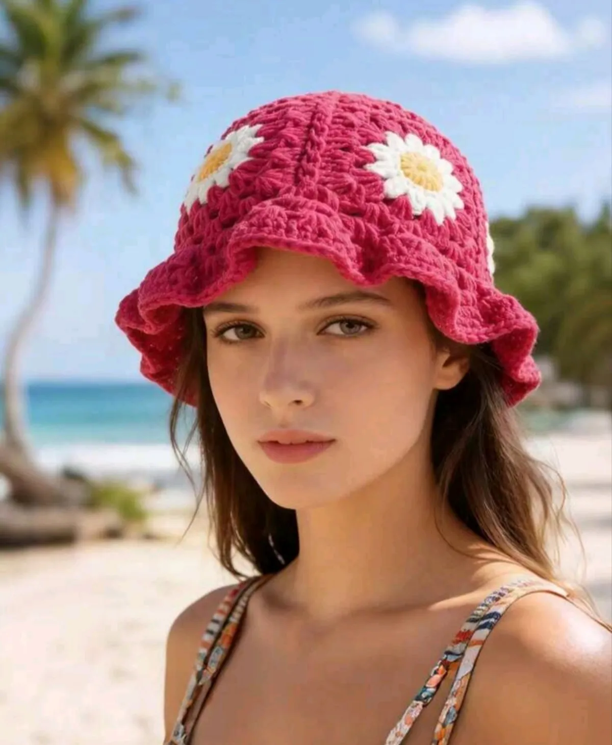 1PC Style Handmade Floral Crochet Fisherman Hat For Women