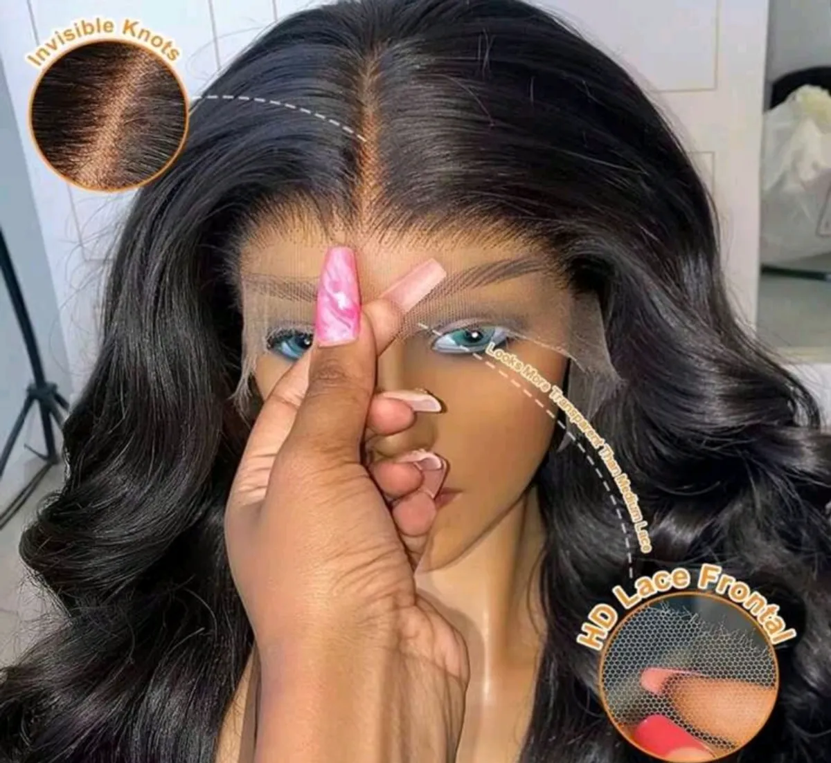 30 Inch Human Hair Body Wave Wig - 13x6 HD Transparent Lace Front, Suitable For Women