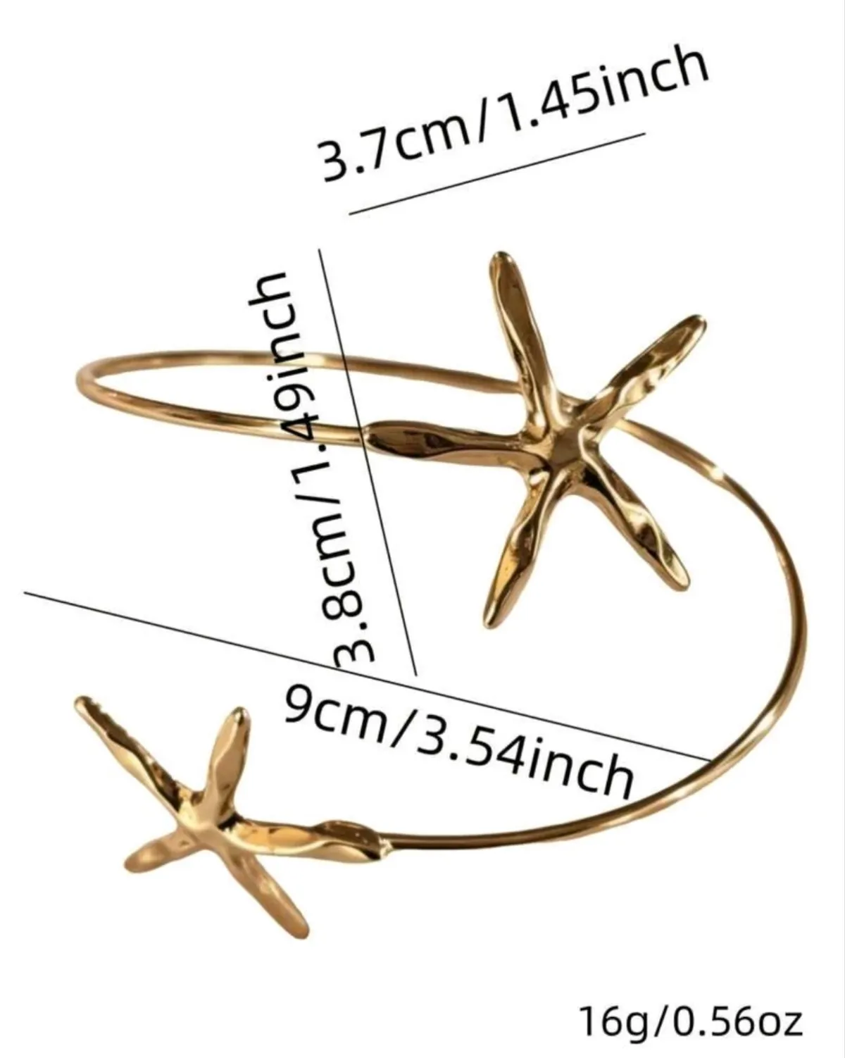 1PC Beach Vacation Style Exaggerated Sea Star Ocean Series Asymmetrical Opening Women's Arm Cuff