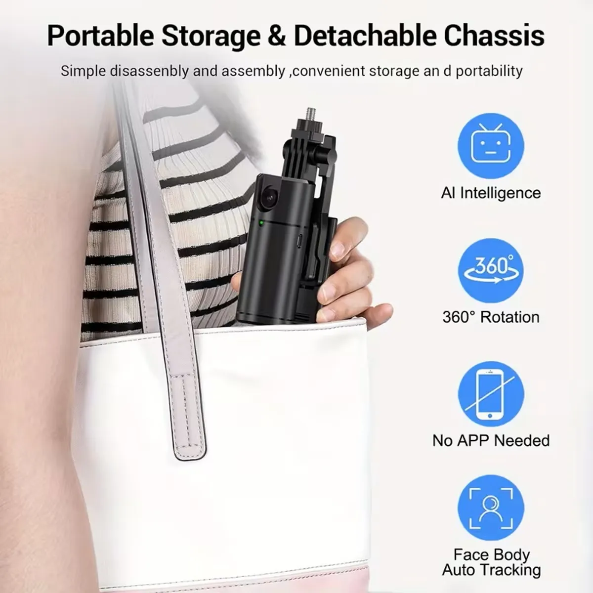 Auto Face Tracking Tripod 360° Rotation Desk Stand