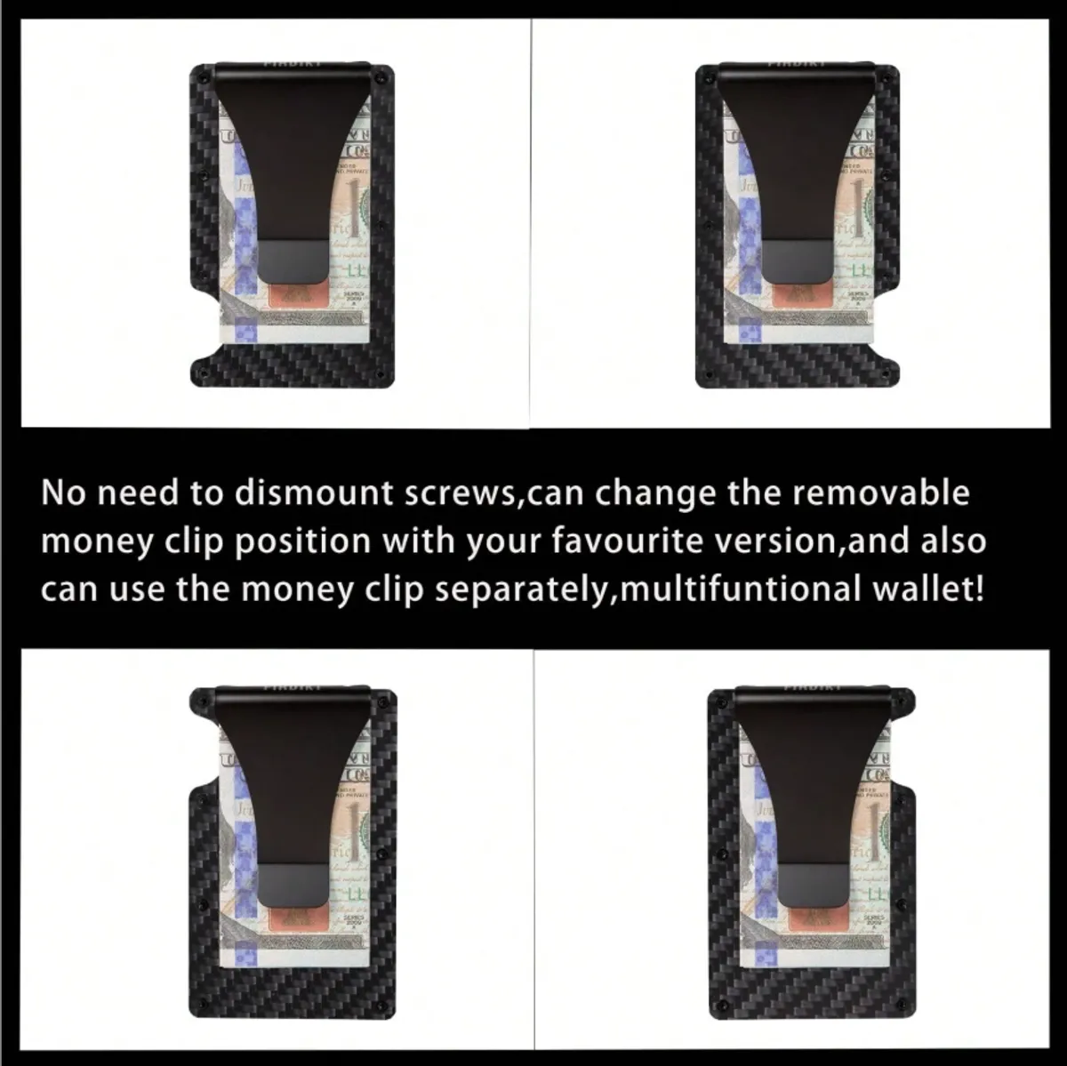 Men's RFID Blocking Slim Wallet Money Clip & Card Holder