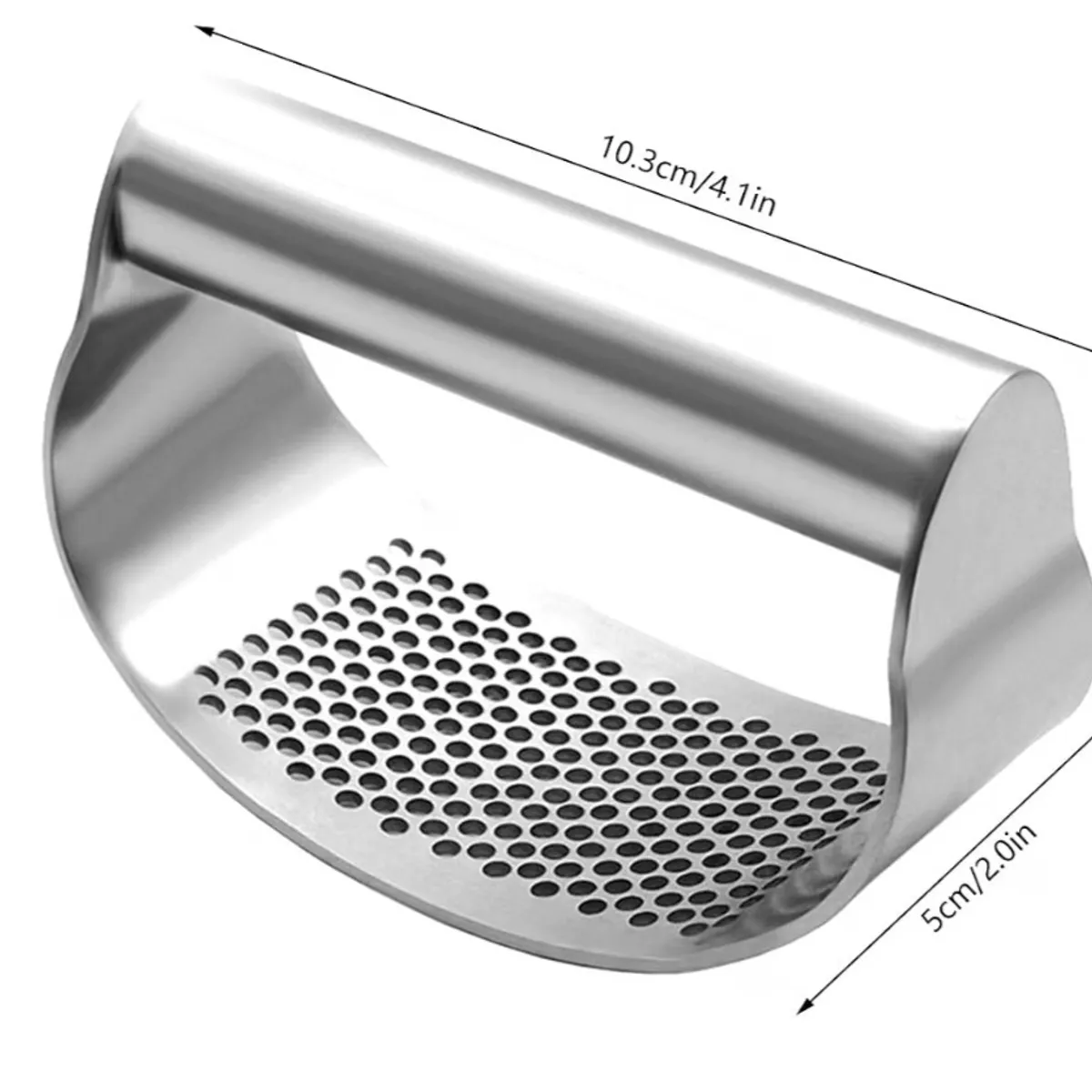 1pc Stainless Steel Garlic Press Rocker with Handle