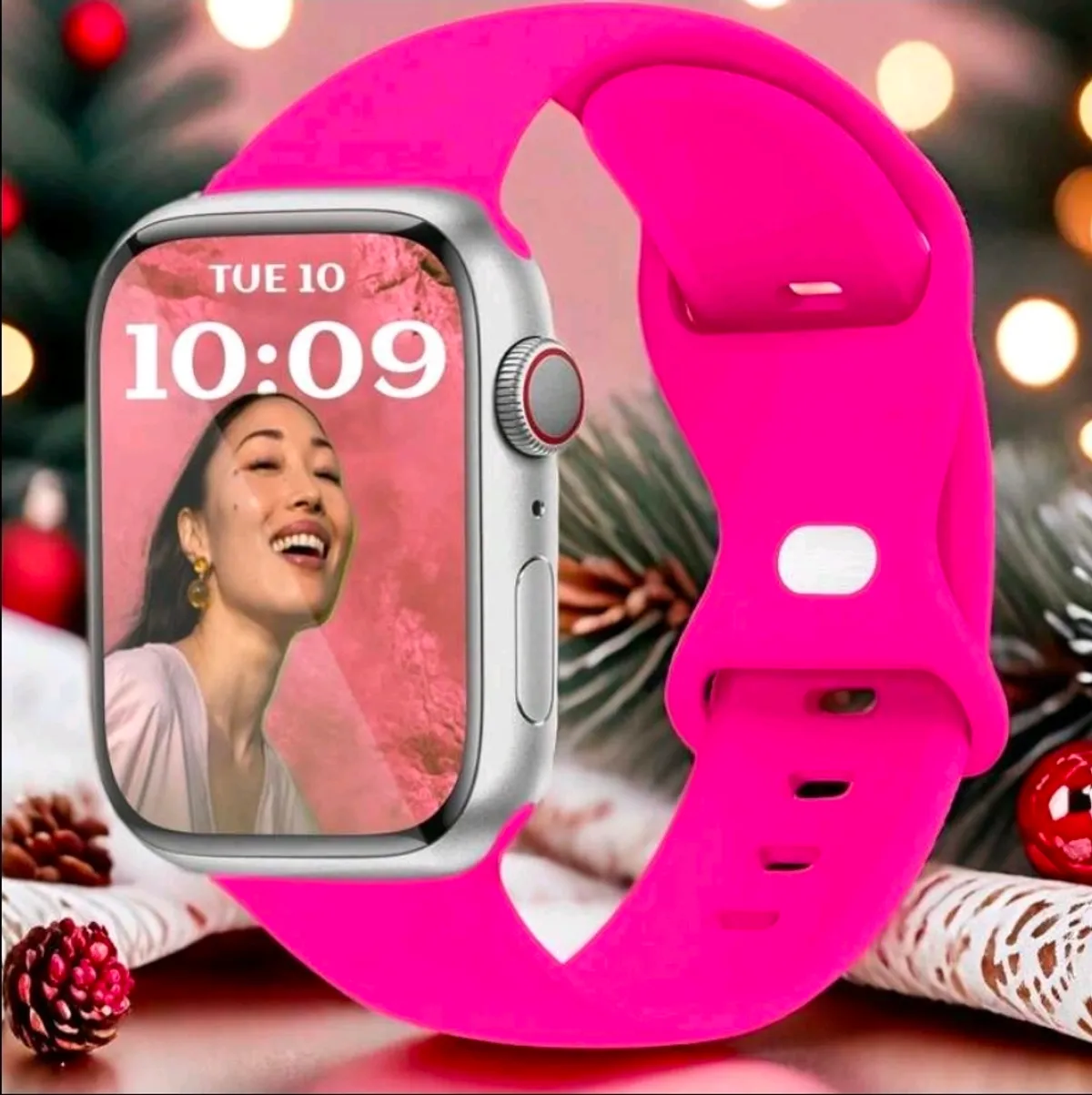 1pc Unisex Fashion Casual Solid Color Silicone Butterfly Buckle Watch Band Compatible With Apple Watch 38mm 40mm 41mm