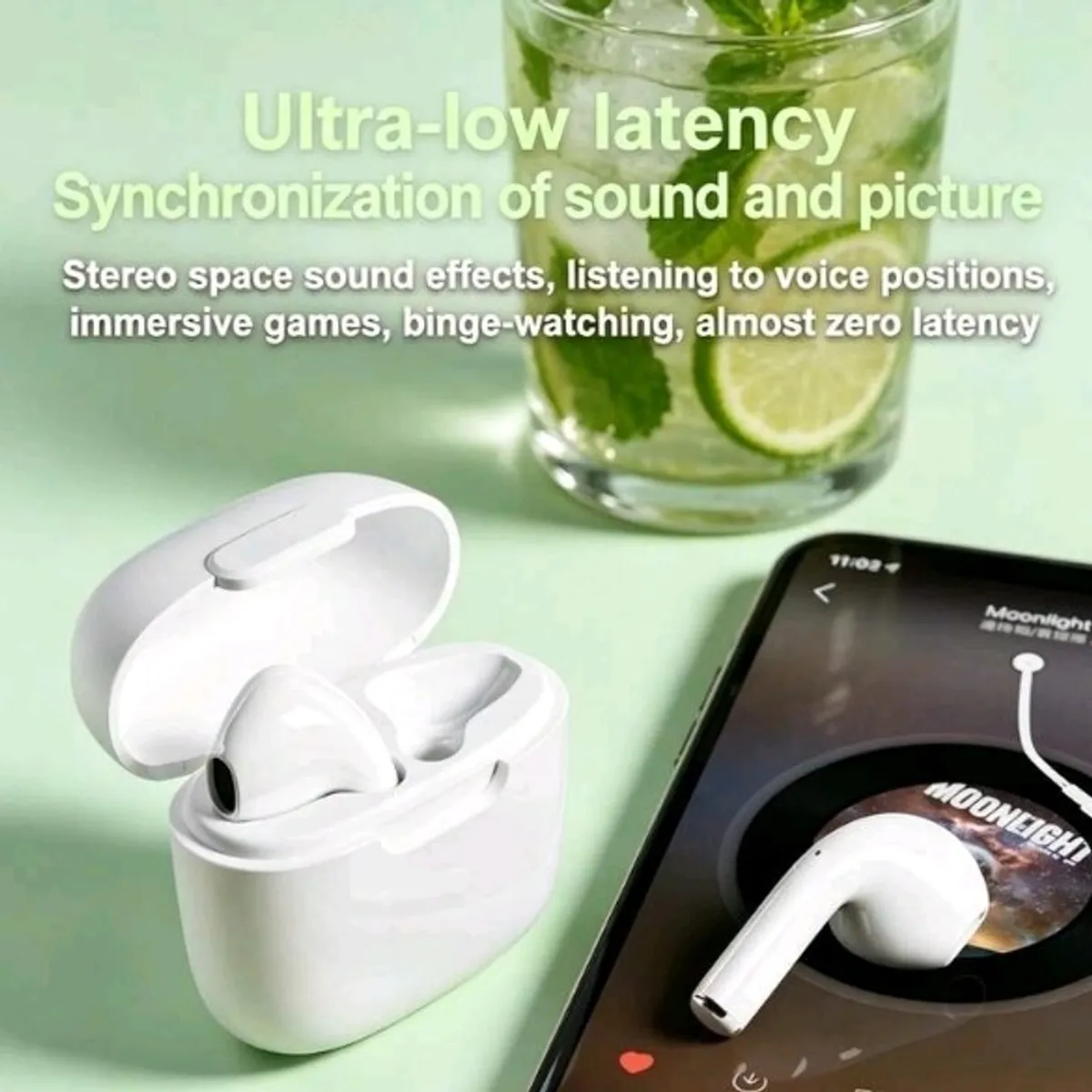 Mini  White Wireless Bluetooth Headphones
