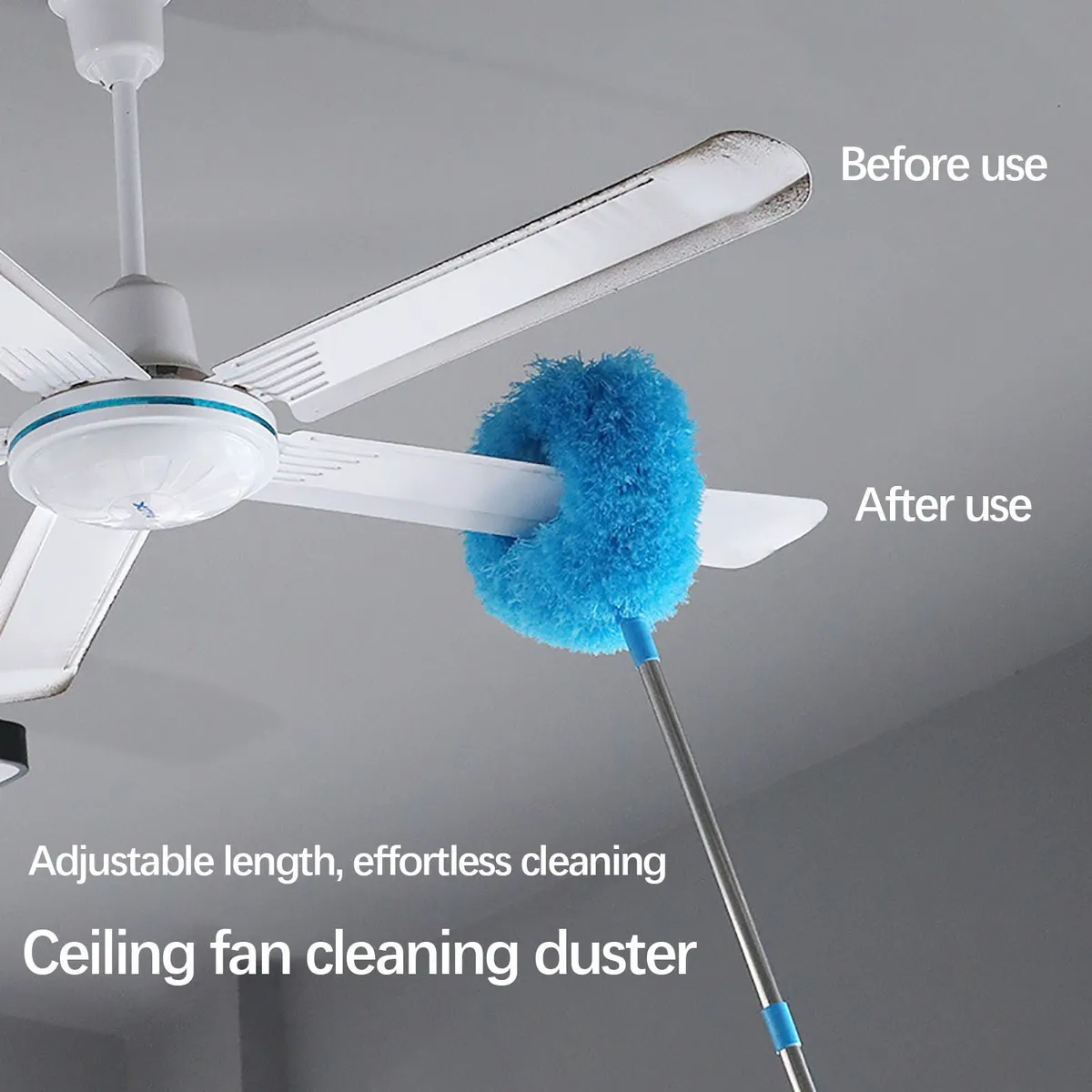 Dusters for Cleaning, Adjustable Length Ceiling Fan Household Cleaning Ceiling Fan Brush