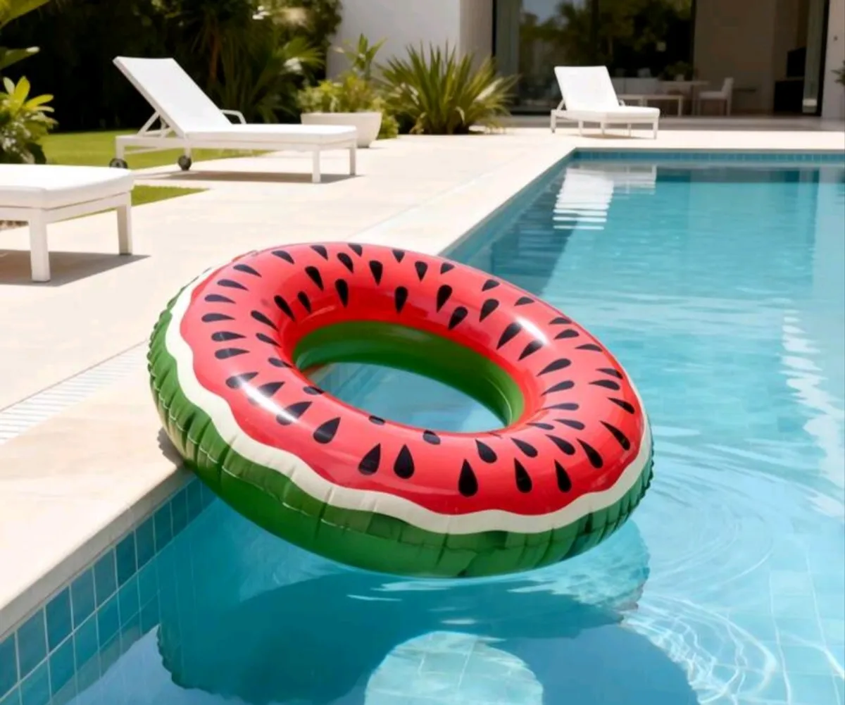 Adult Inflatable Swim Ring, Fruit Print Pool Float, Watermelon - Size 80cm