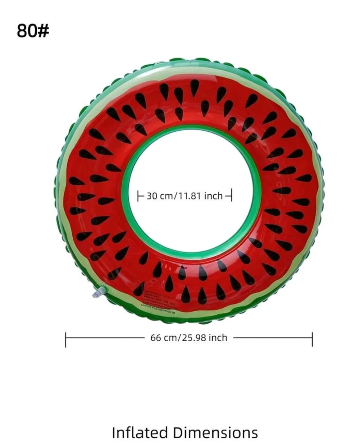 Adult Inflatable Swim Ring, Fruit Print Pool Float, Watermelon - Size 80cm